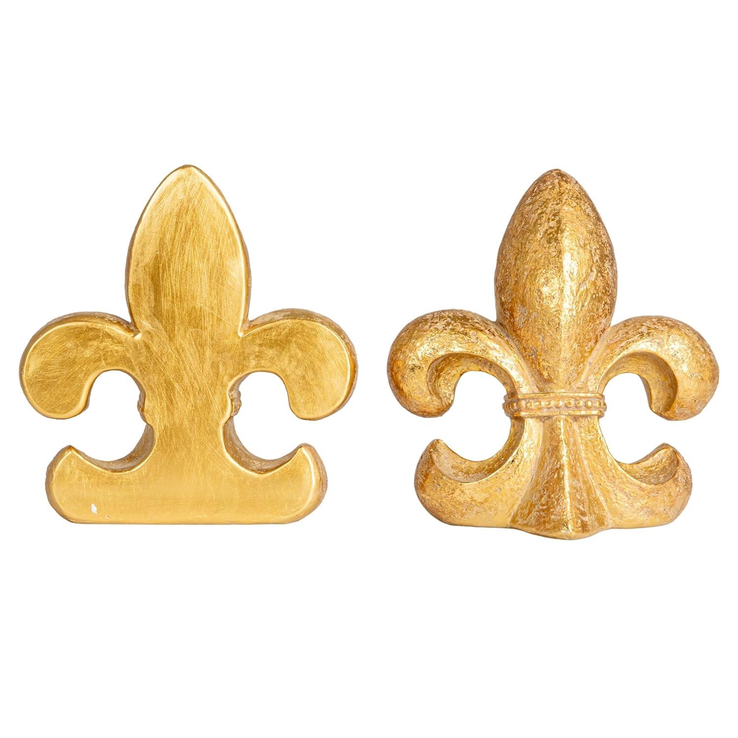 Gold Fleur de Lis Resin Decorative Bookends