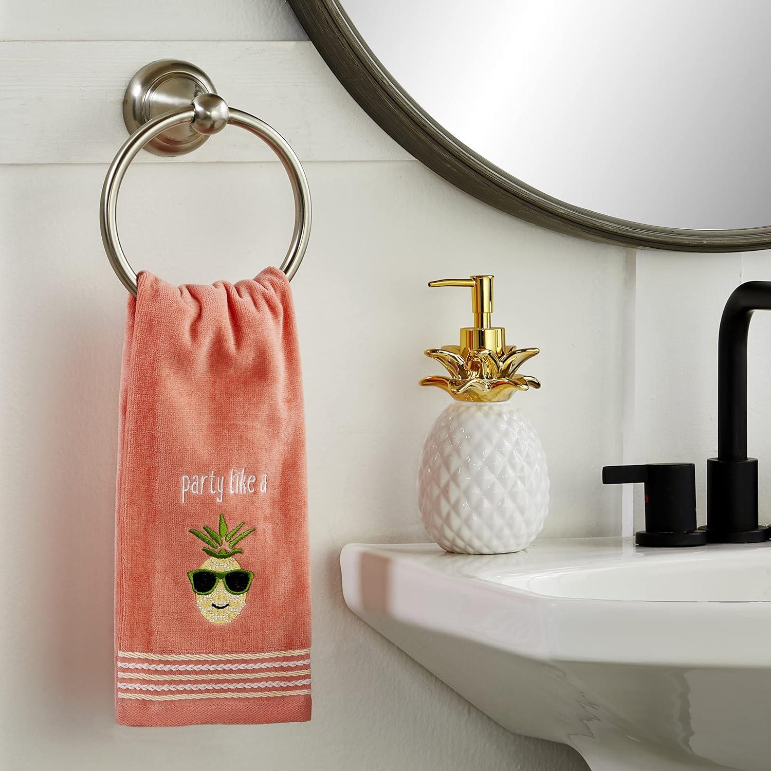 SKL Home 2pc Party Pineapple Hand Towels : Microfiber, Machine Washable, Non-Slip Backing