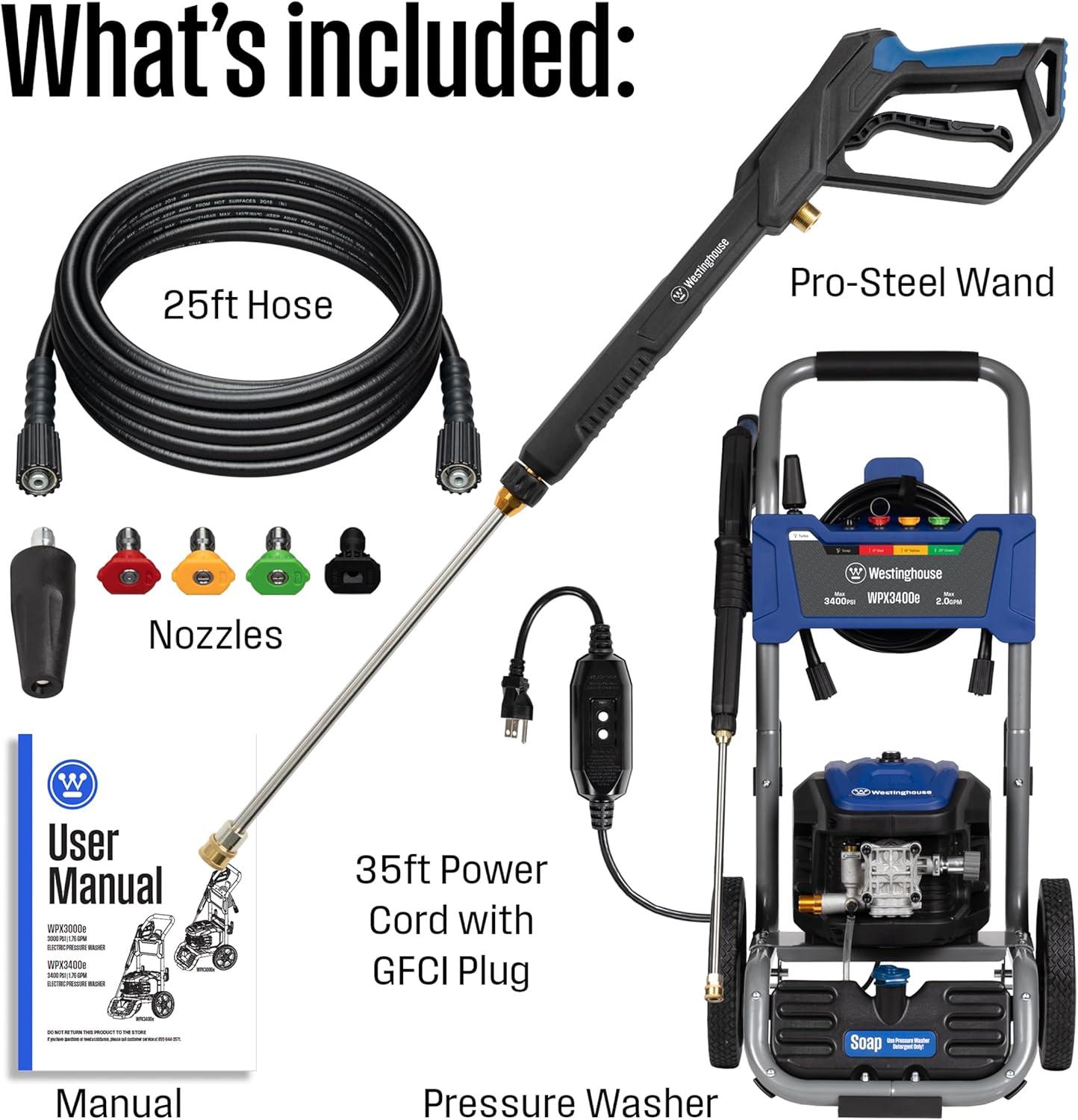 Westinghouse 3400 PSI Electric Pressure Washer with Brushless Motor