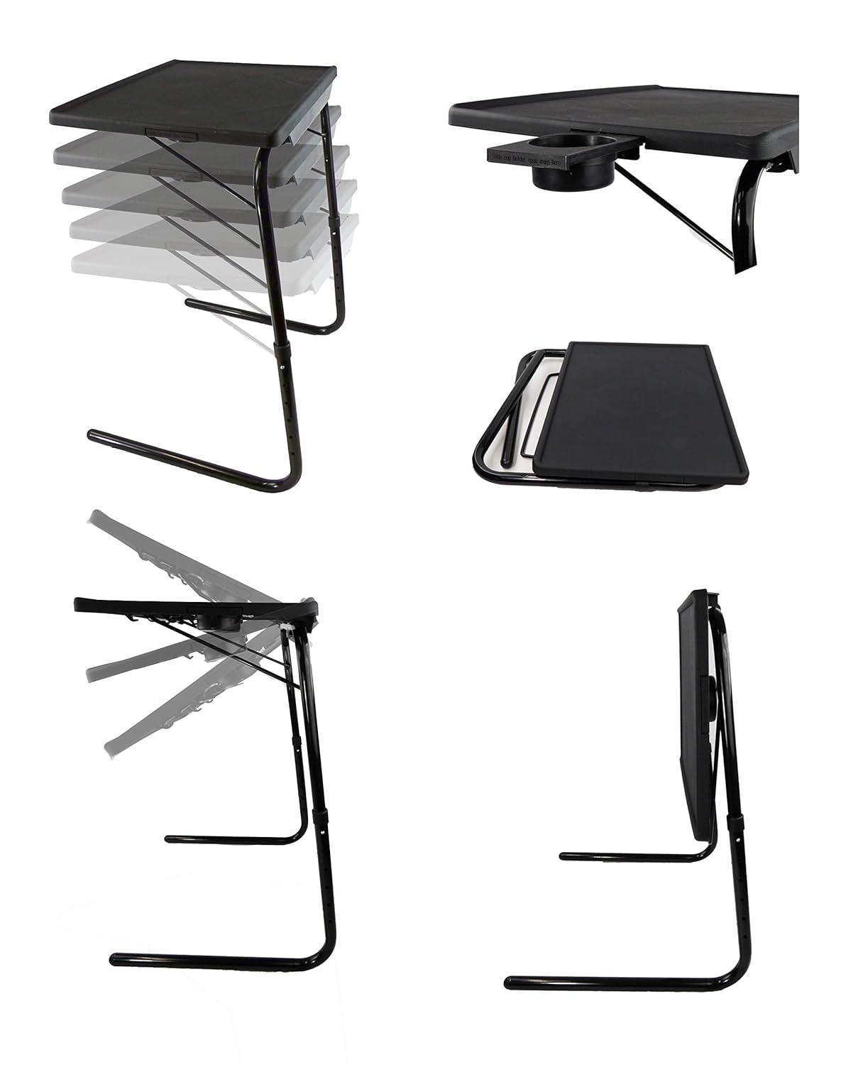 Veryke Portable Standing Adjustable Laptop Desk with Cup Holder, Tray Side Table for Home Office (Black)