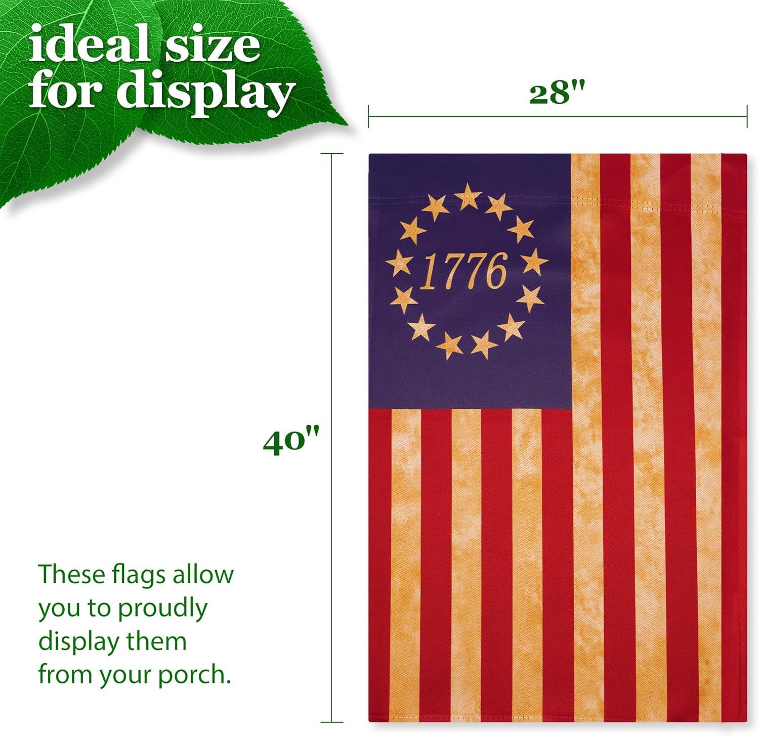 G128 Betsy Ross 1776 Tea Stained House Flag Printed 28x40IN Double Sided Blockout Fabric