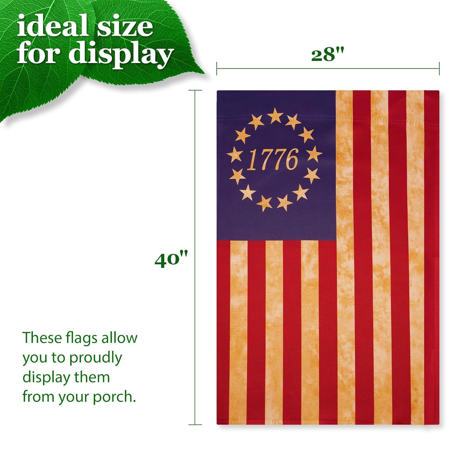 G128 Betsy Ross 1776 Tea Stained House Flag Printed 28x40IN Double Sided Blockout Fabric
