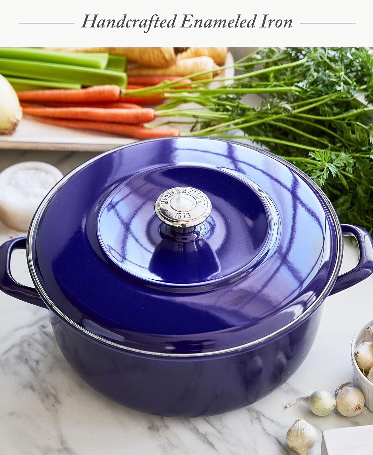 Cobalt Blue Enameled Iron 7-Quart Round Dutch Oven with Lid