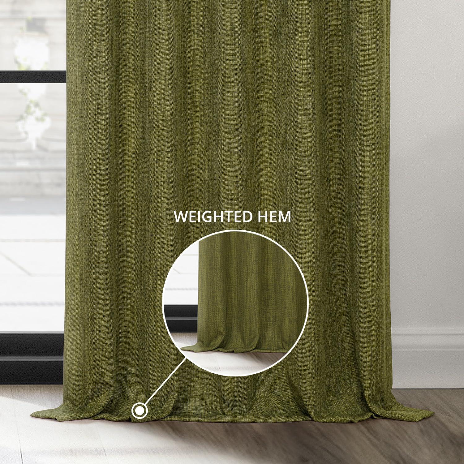 HPD Half Price Drapes Grommet Linen Curtains 84 Inches Long Room Darkening Curtains for Bedroom & Living Room (1 Panel), 50W x 84L, Tuscany Green