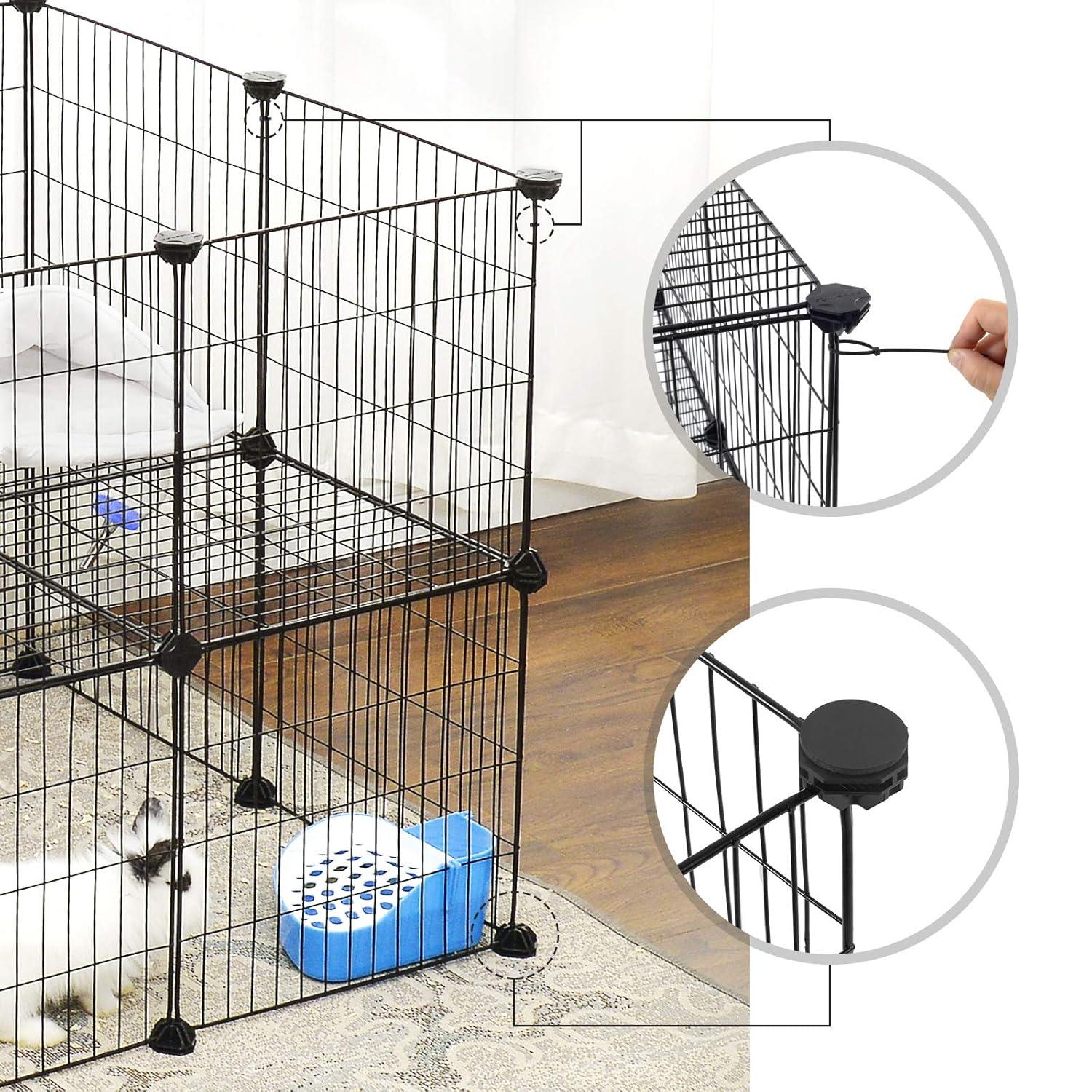 Pet Playpen Includes Cable Ties, Indoor Use, Black