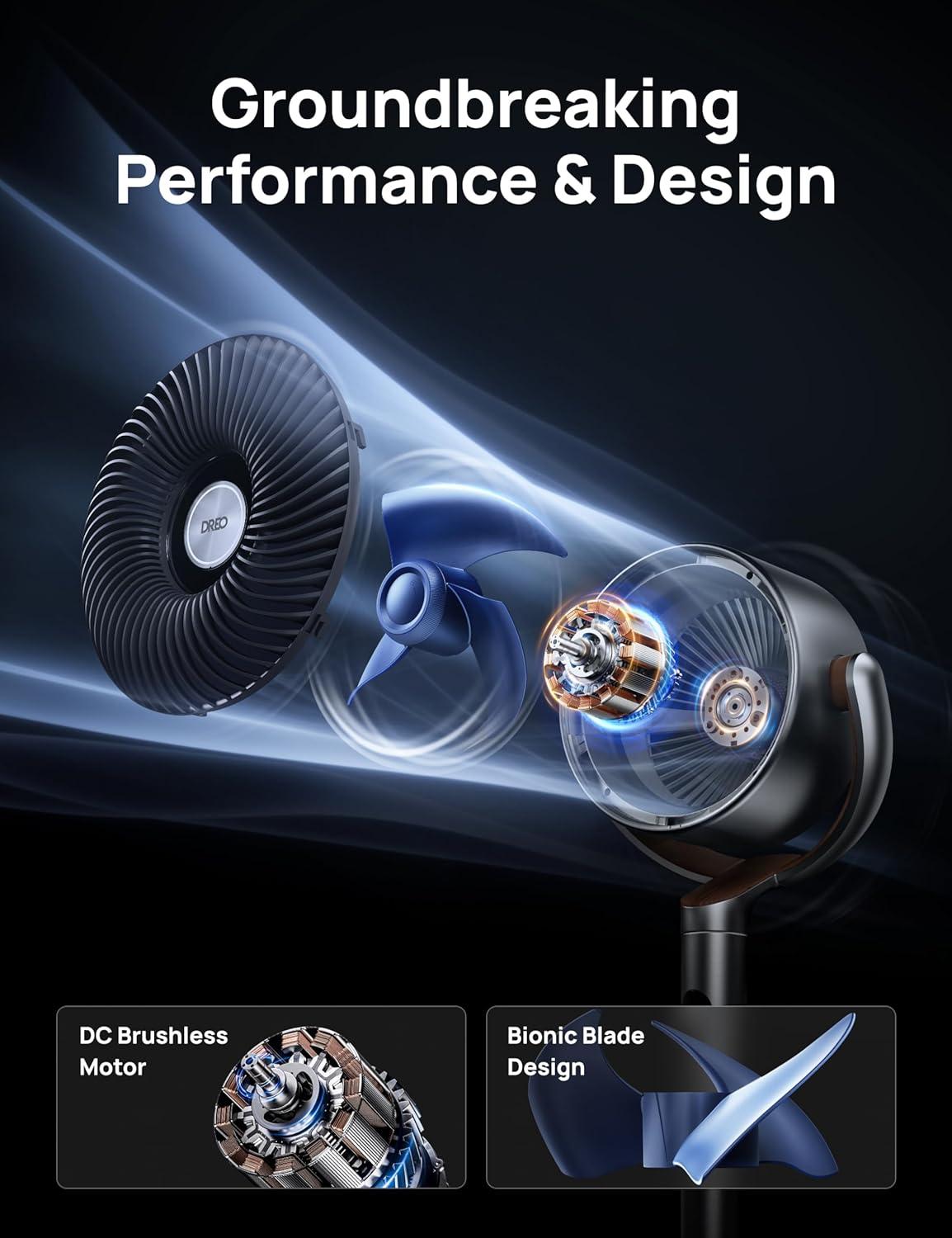 Smart Wi-Fi Adjustable Height Oscillating Floor Fan with Remote