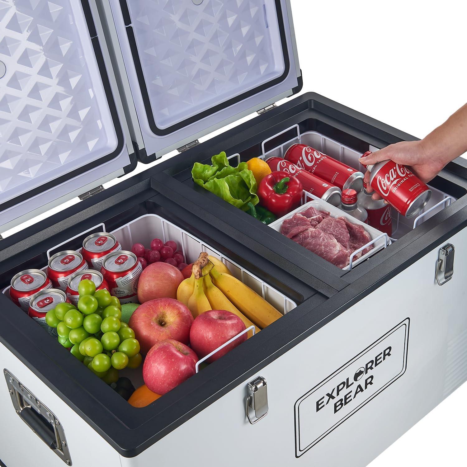 Explorer Bear EX75DB/75DW 79.3QT/75L 12/24V Portable Dual Zone Electric Cooler - Black