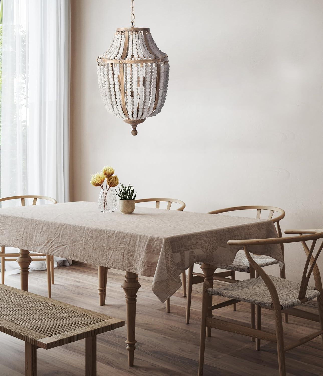 Creative Co-Op Metal Chandelier with Wood Beads