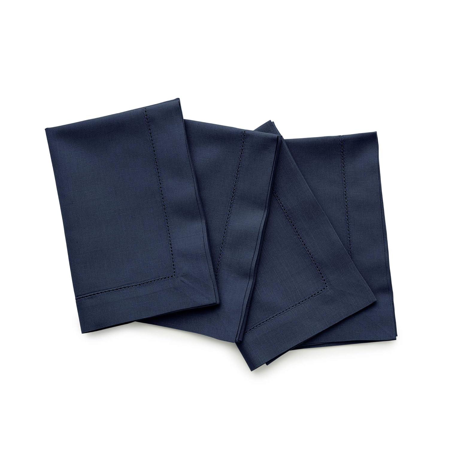 Solino Home Cotton Linen Hemstitch Dinner Napkins (Set of 4)