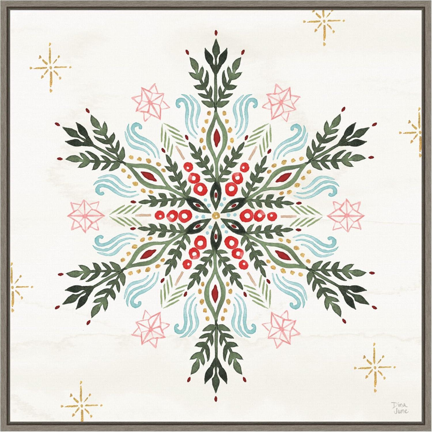 Dina June Christmas Snowflake Canvas Wall Art Print 22 x 22 inches