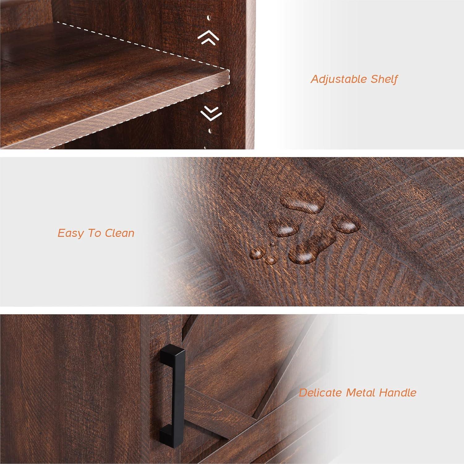 Farmhouse TV Stand for up to 110" TVs with Drawers and Adjustable Shelf for Living Room, Rustic Brown