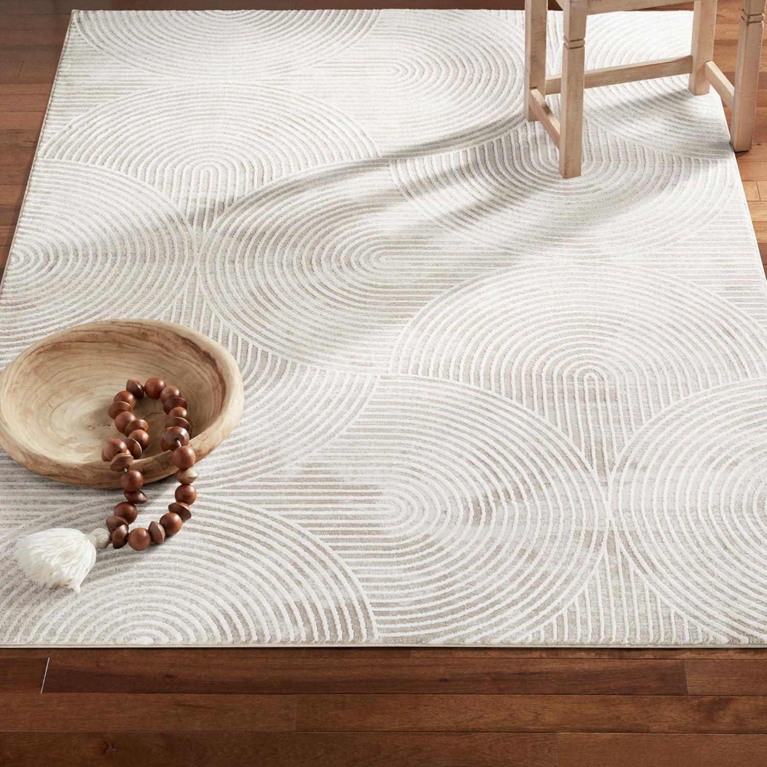 TOWN & COUNTRY Luxe Maya Soft Arches Neutral Indoor Area Rug with High-Low Texture, Ivory/Greige
