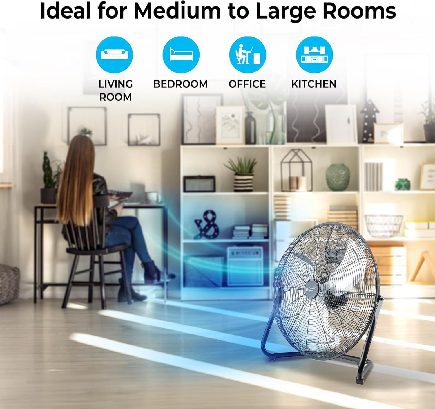 Comfort Zone 20"  Heavy-Duty All Metal Industrial Floor Fan