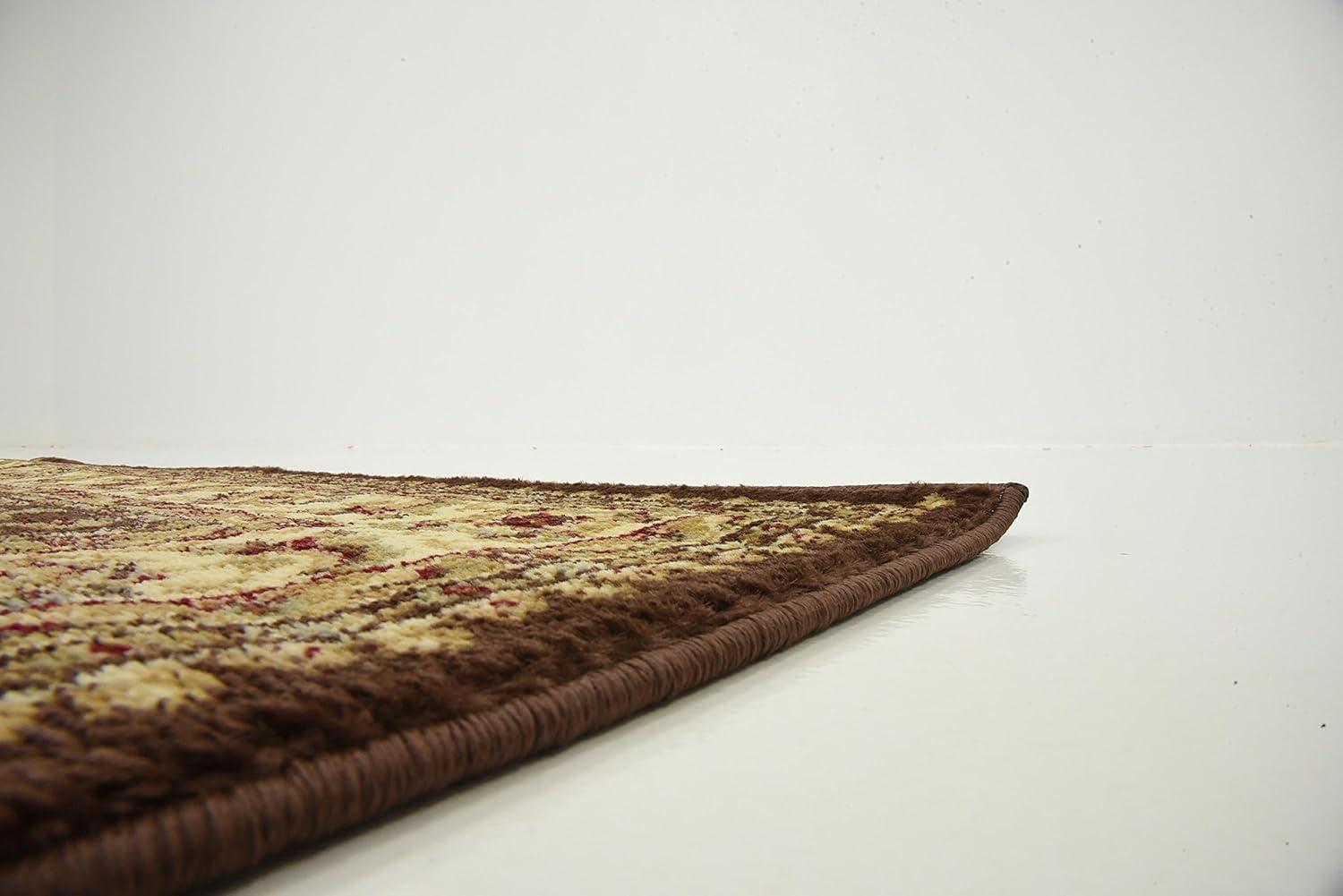 Elegant Floral Essence 6' x 9' Brown Synthetic Area Rug