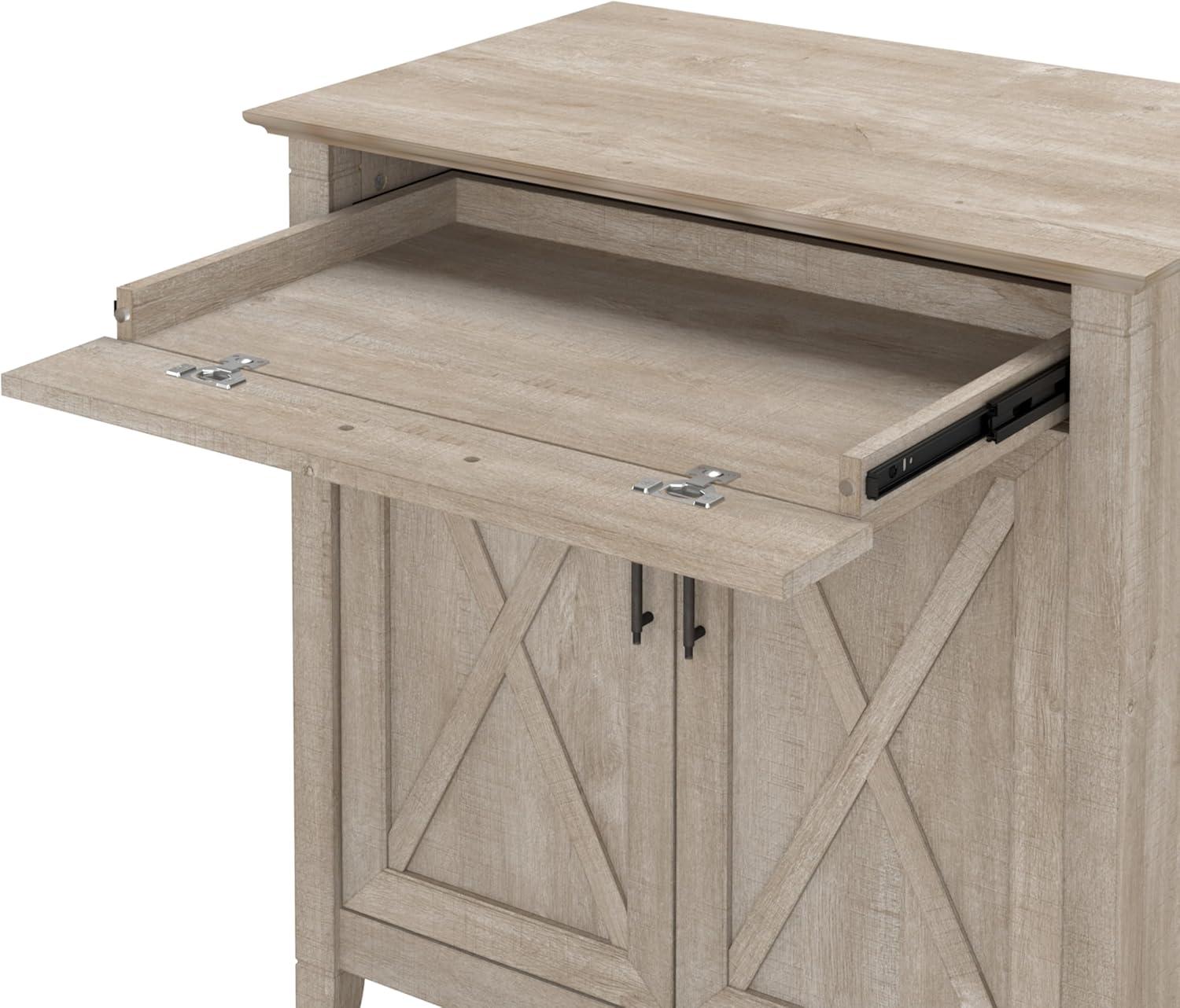 Bush Furniture Key West Secretary Desk with Storage, Washed Gray