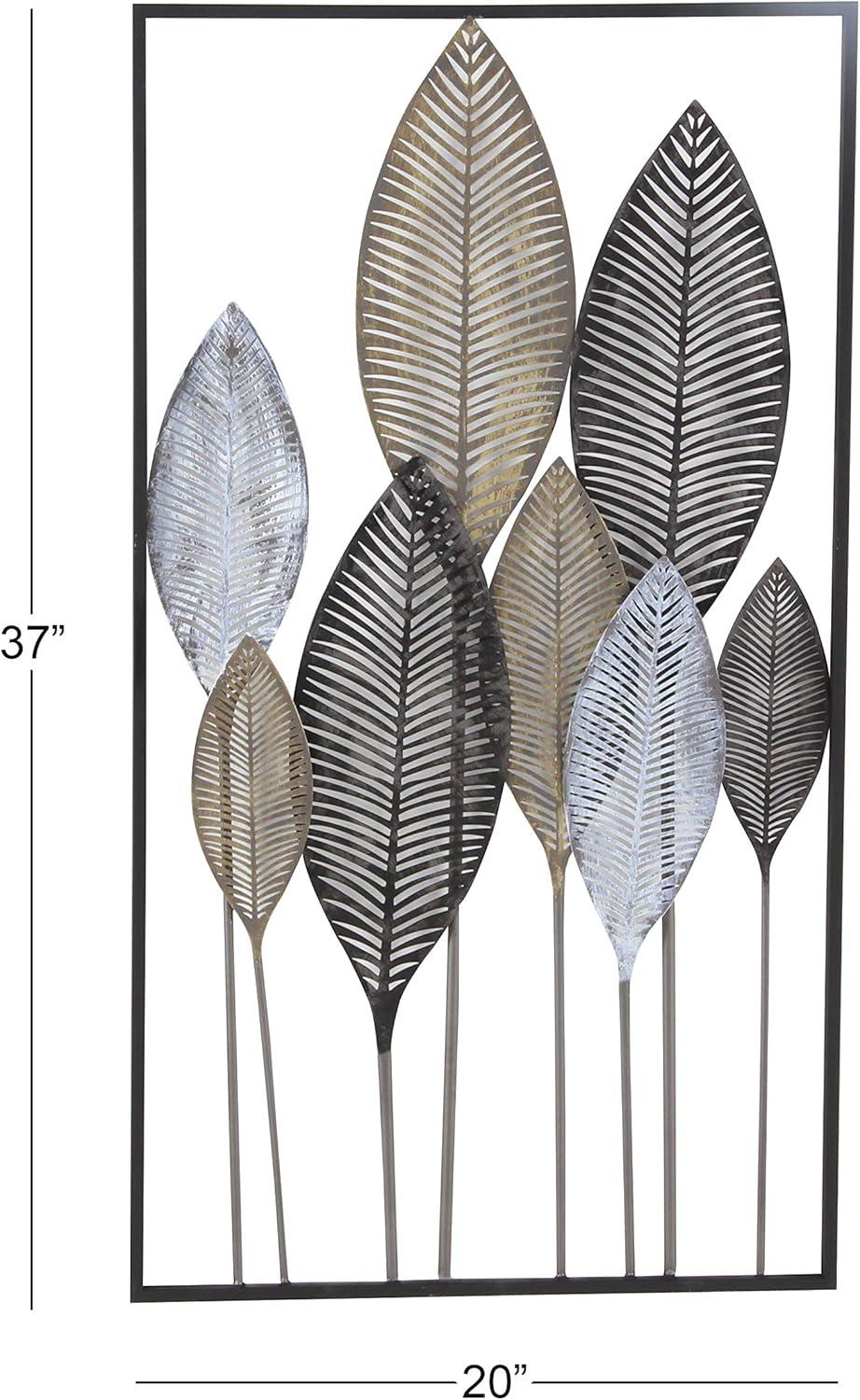 DecMode Bronze Metal Leaf Wall Decor with Black Frame