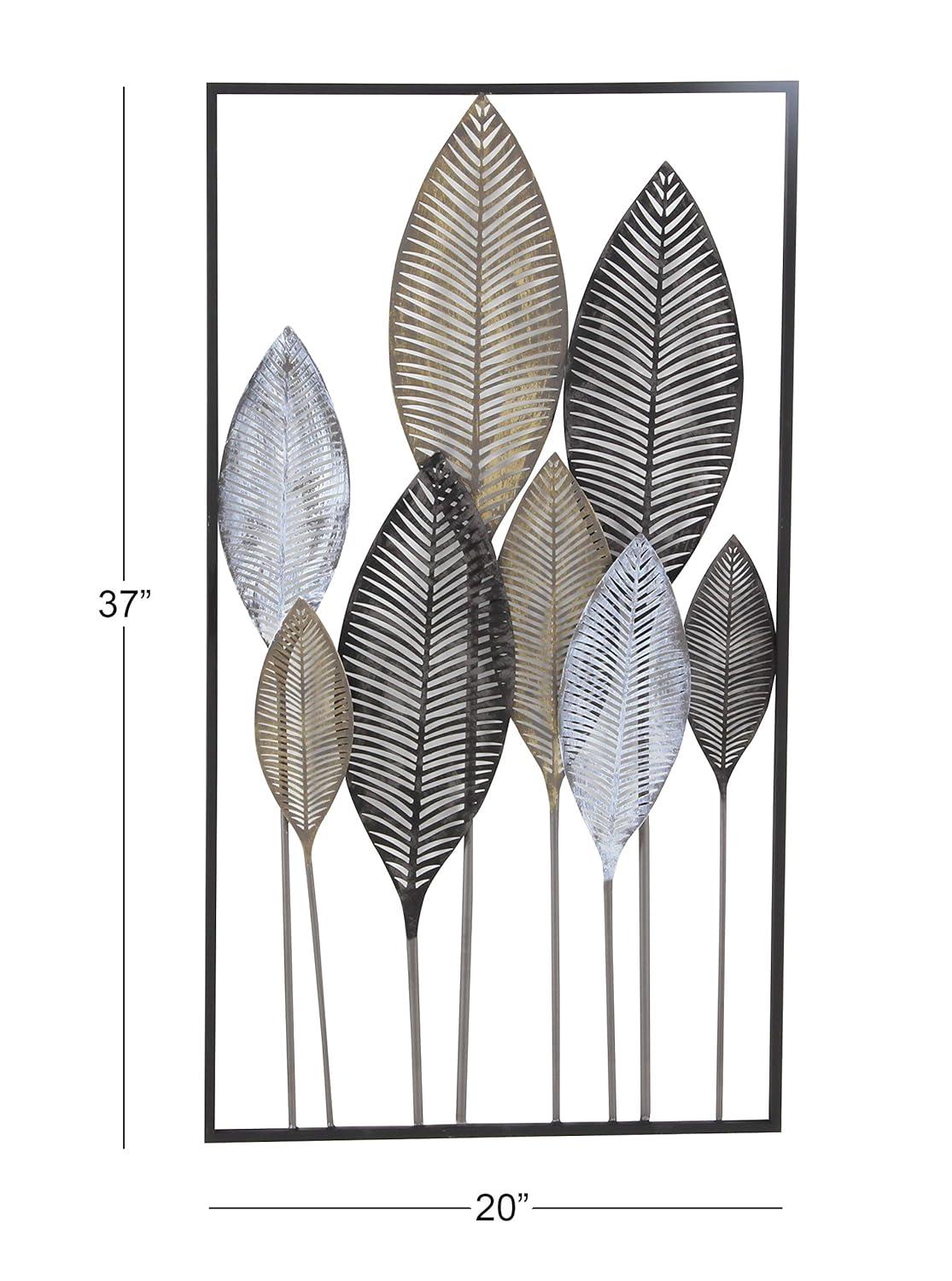 DecMode Bronze Metal Leaf Wall Decor with Black Frame