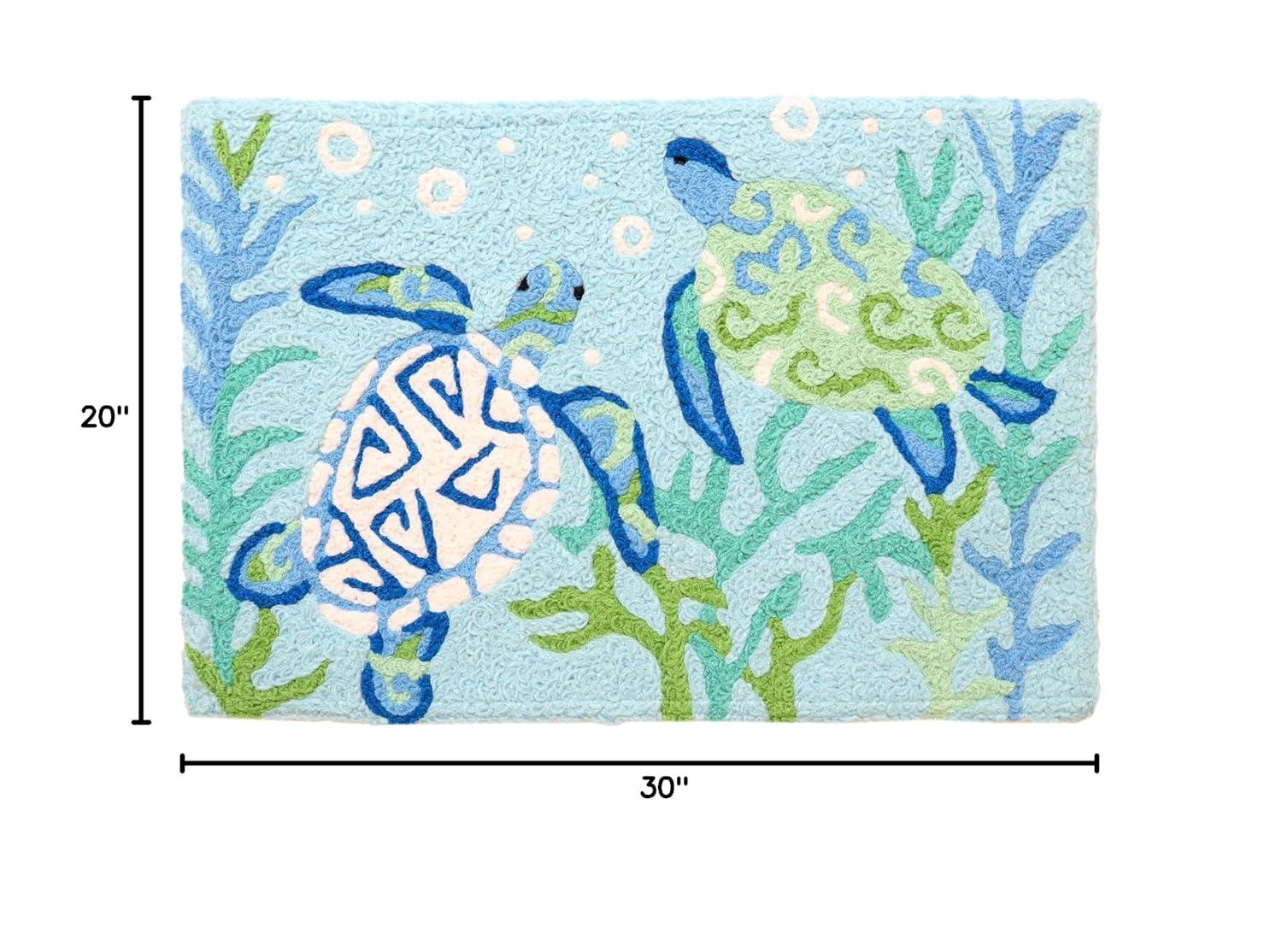Jellybean Colorful Sea Turtles Doormat – Vibrant, Coastal-Inspired, Washable Rug for Indoor or Outdoor Use, 20"X30"