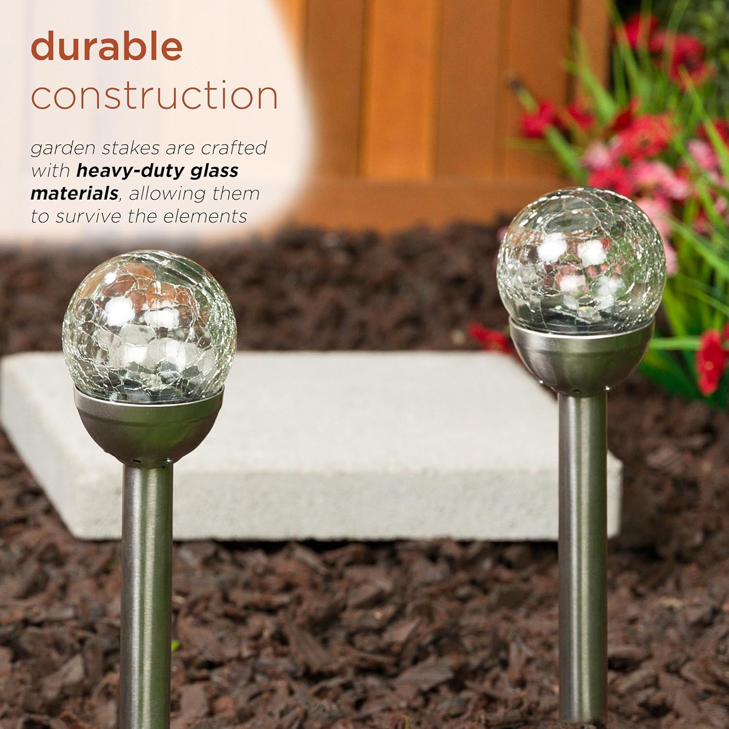 15"H Solar Glass Ball Color Changing LED Lights (Set of 4)