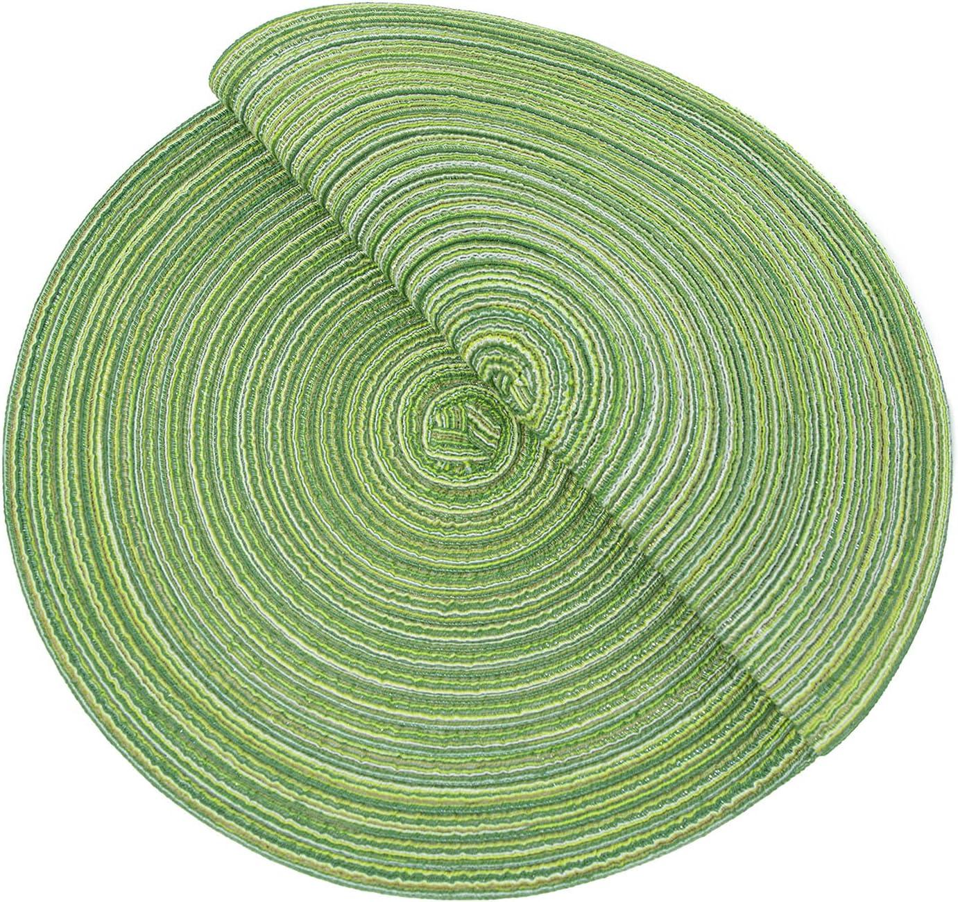 Green Placemats Set of 6 Table Mats for Dining Tables Woven Washable Non-Slip Round Braided Place Mats for Party Holliday