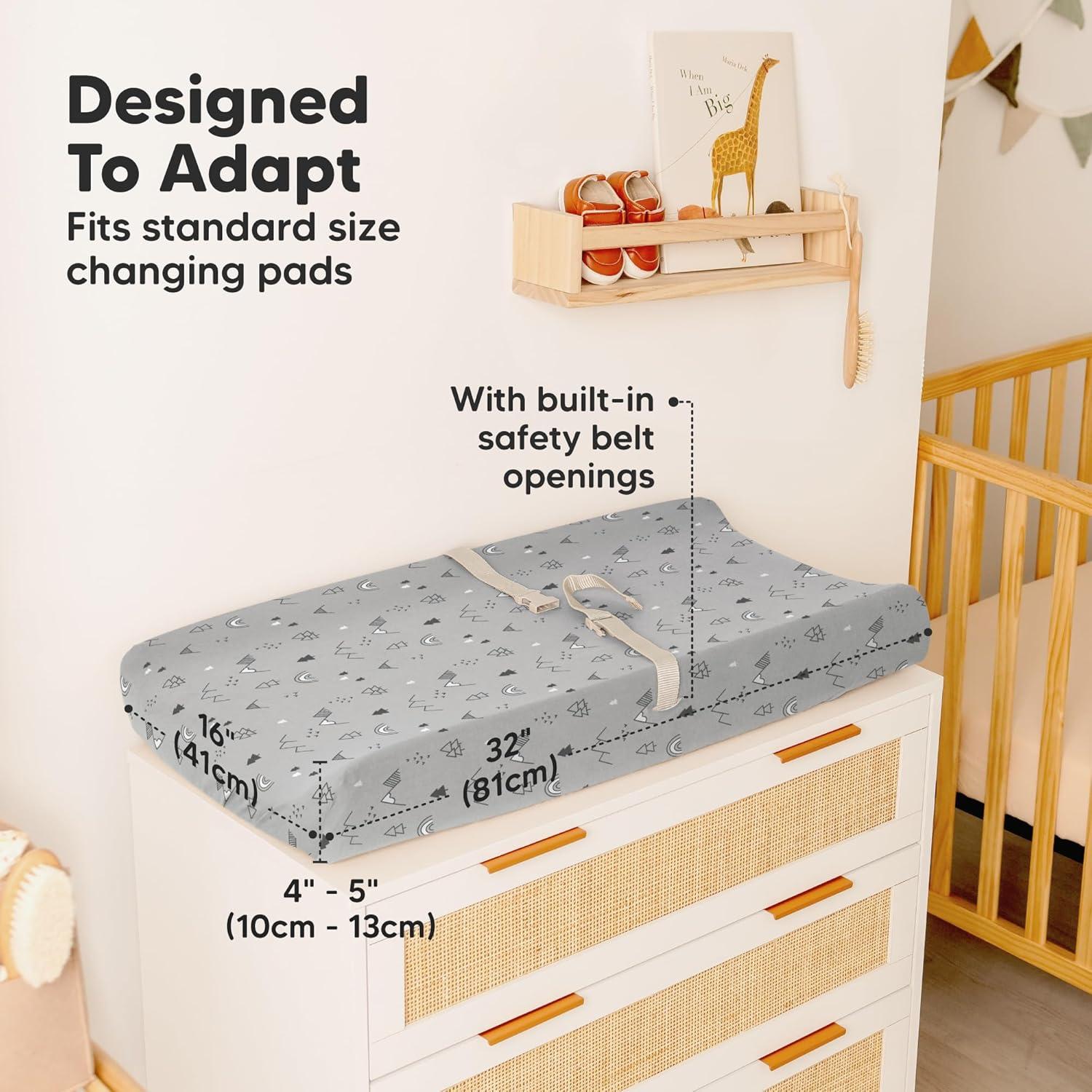 KeaBabies 2pk Soothe Changing Pad Covers for Girl, Boy, Organic Soft Cotton Contoured Diaper Changing Table Pad Covers (Woodland)