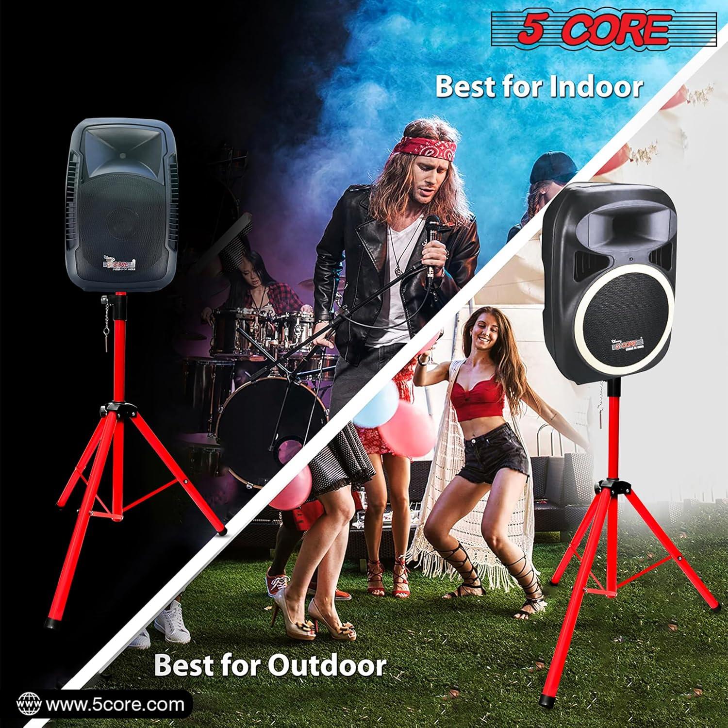 Arlmont & Co. 5 Core Speaker Stand Height Adjustable PA DJ Tripod Studio Monitor Stands w 35mm Compatible Insert