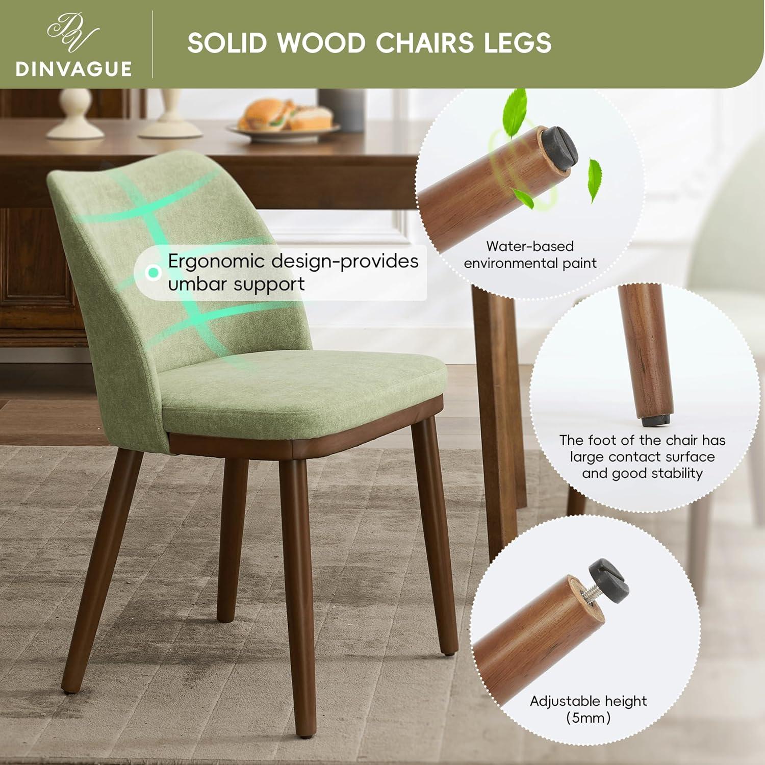 Dining Chairs Set of 2,Fabric Upholstered and Solid Wood Legs,Modern Room Dining Chairs,Thick Cushions Seat,Easy Assembly for Dining Room Living Room Bedroom Kitchen(Green)