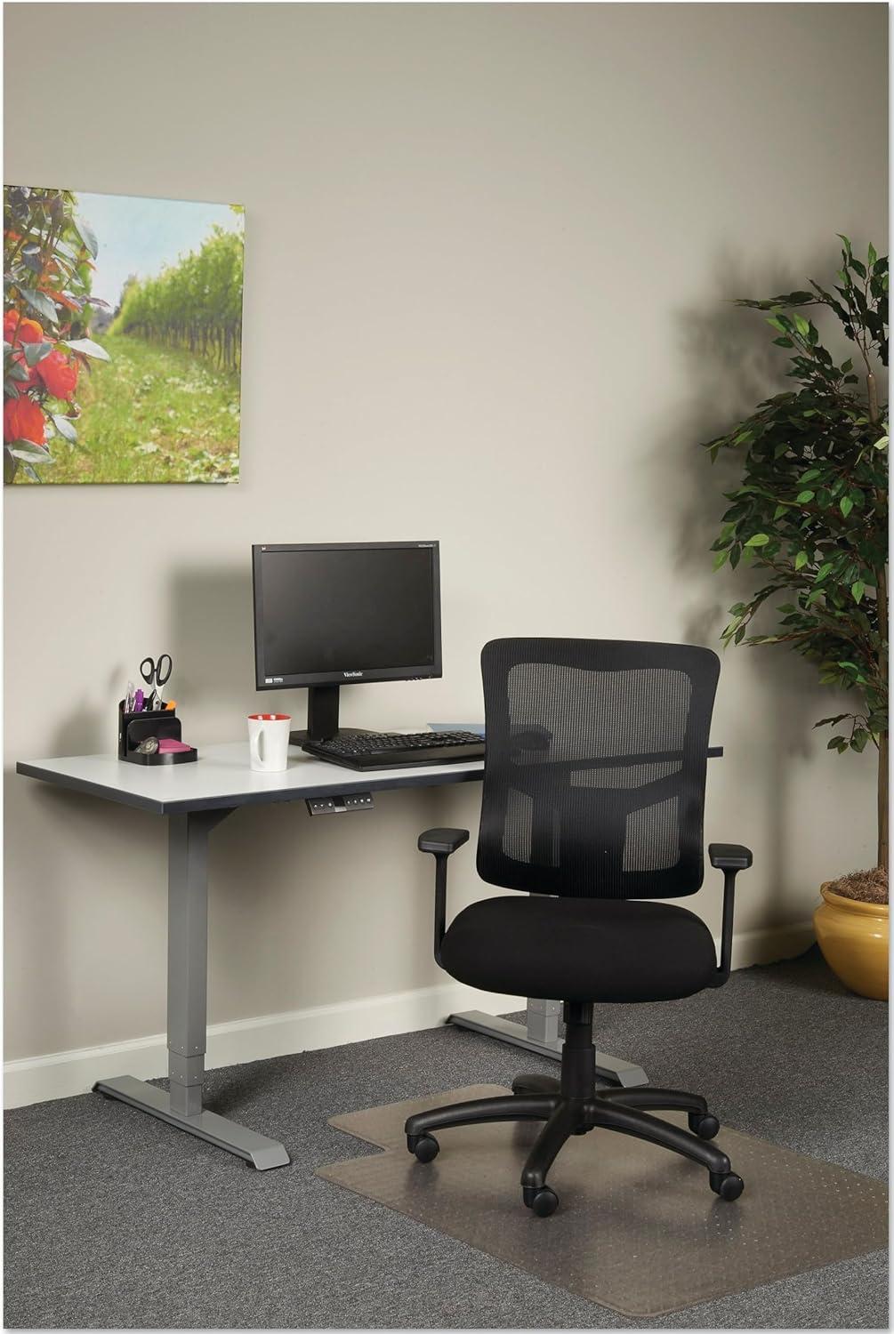 Black Mesh Mid-Back Swivel Office Chair with Adjustable Arms