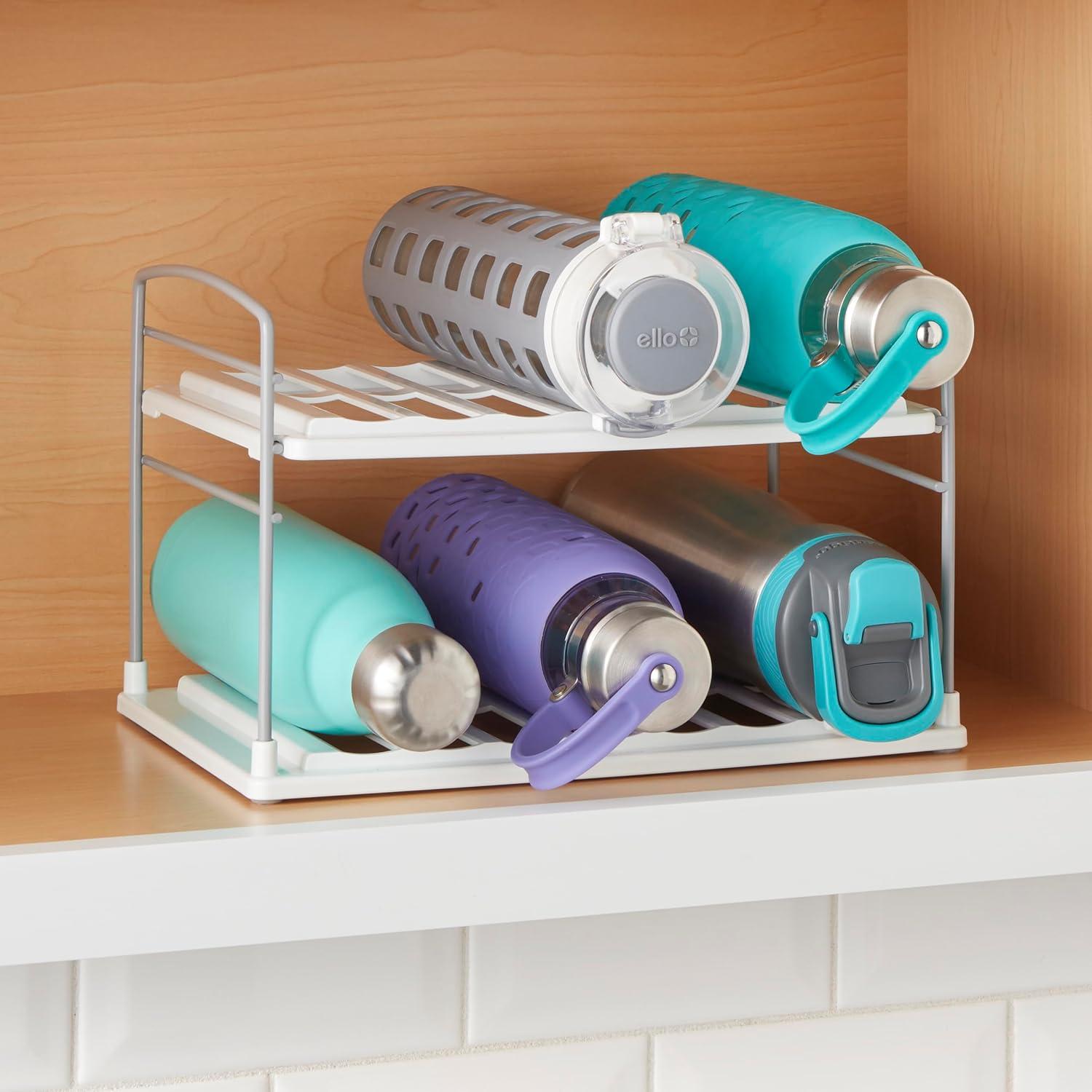 Adjustable 2-Shelf Plastic and Steel Bottle Organizer