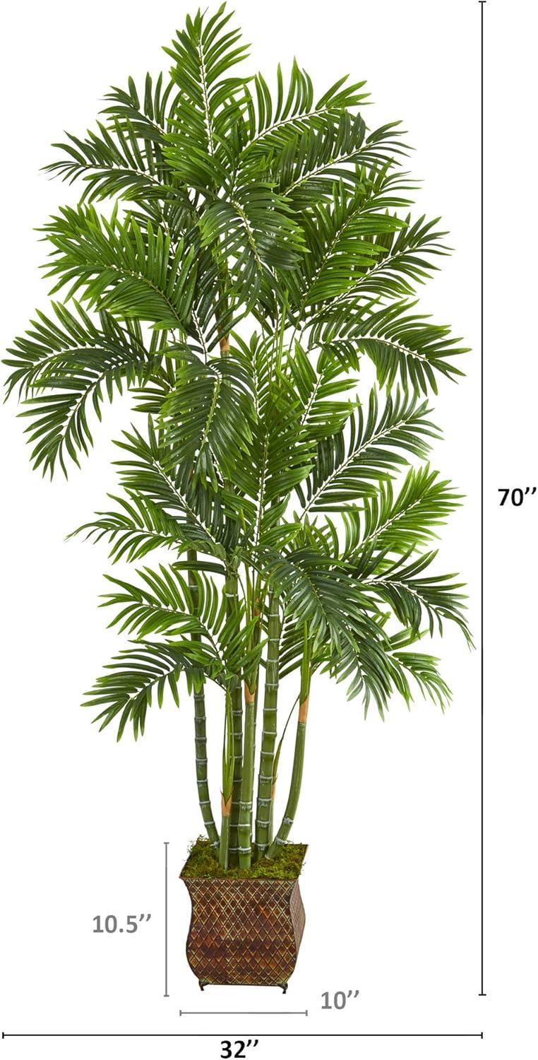 Nearly Natural 70in. Areca Palm Artificial Tree in Metal Planter