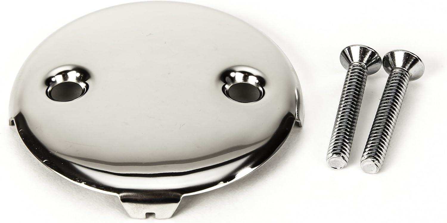 Universal Bath Tub/Bathtub Drain Double/Two (2) Hole Overflow Face Plate with Matching Screw in Chrome
