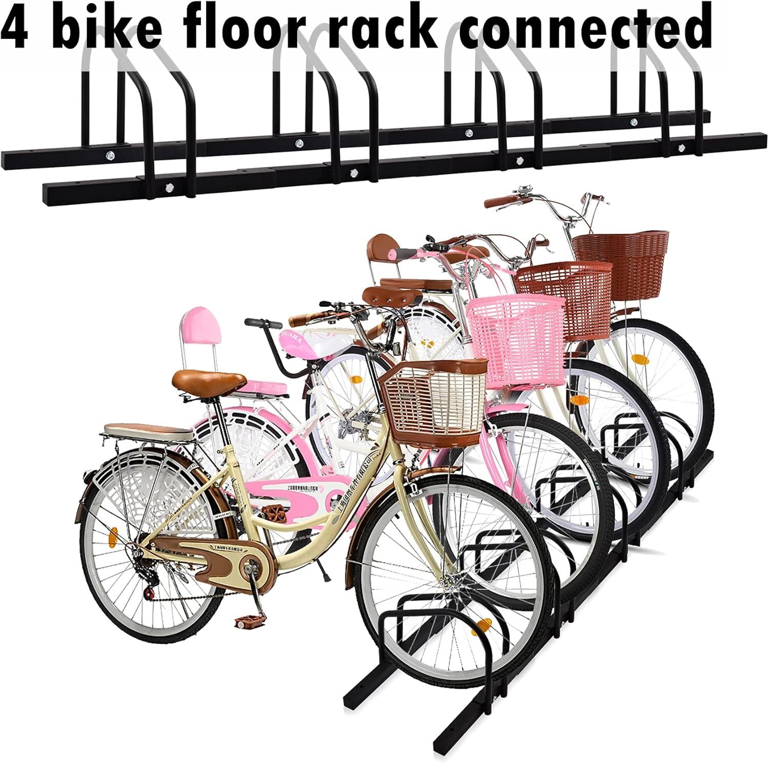 Black Steel Floor Mounted Bike Storage Stand for Garage