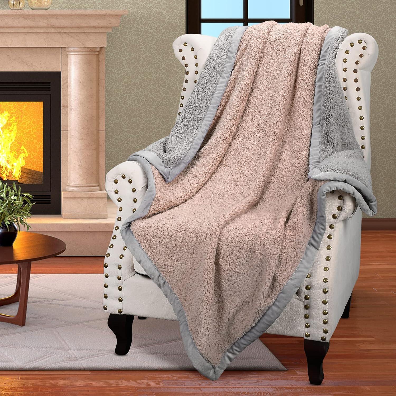 Catalonia Reversible Throw Blanket, Super Soft Fluffy Blanket, Fuzzy Comfy Warm Throws, Comfort Caring Gift, 50x60 Inches