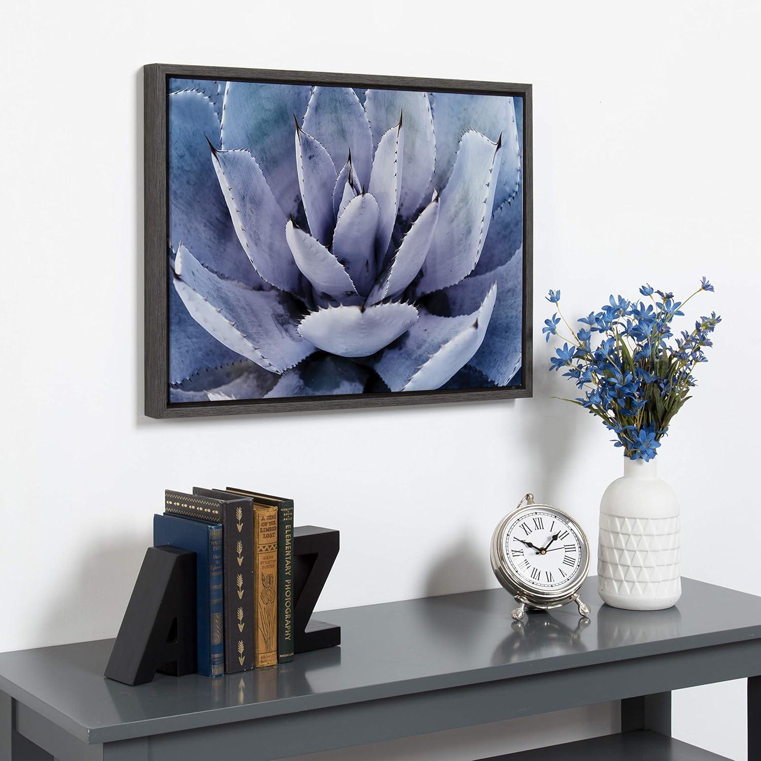 Violet Cactus Framed Canvas Print, 18x24, Dark Gray Frame