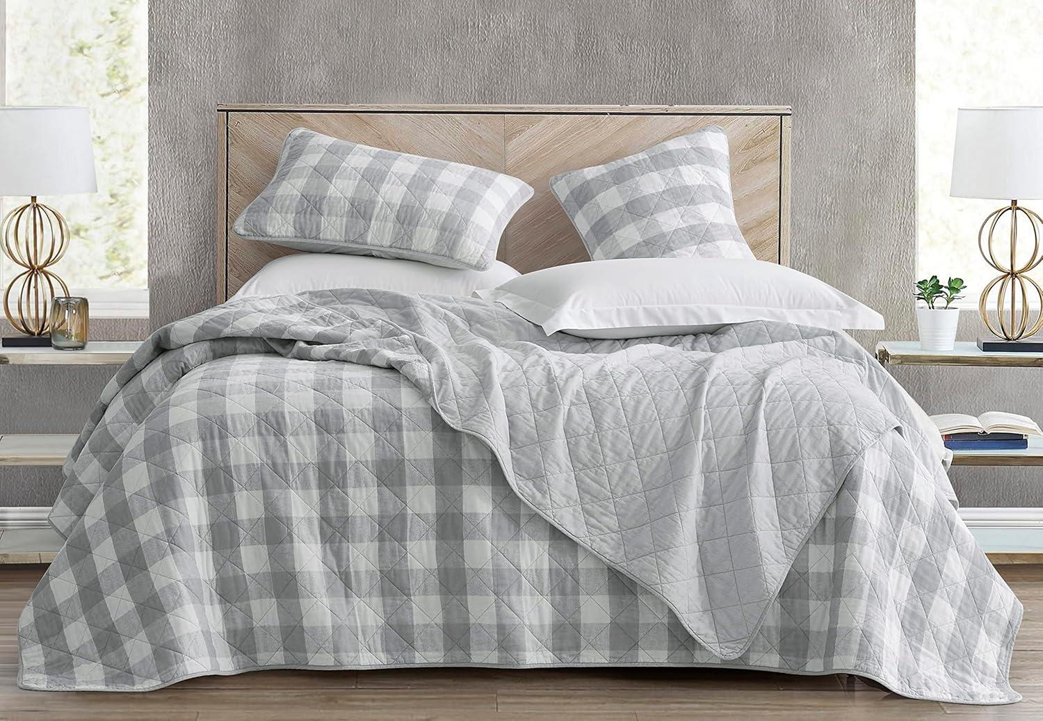 Chezmoi Collection Cotton Plaid Quilt Set