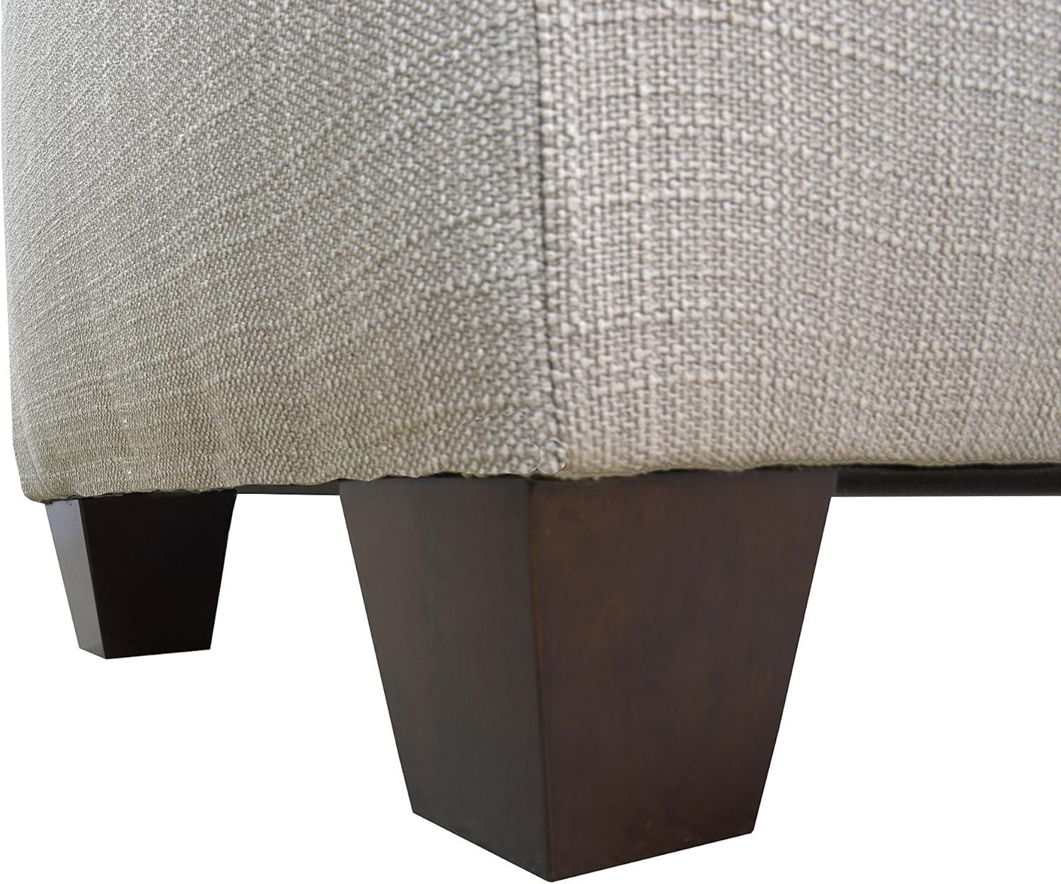 Sand Linen Upholstered Storage Bench with Diamond Tufting