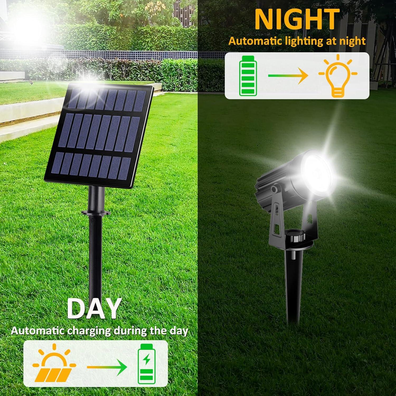 Black Solar Powered 4-in-1 LED Outdoor Spotlight Set