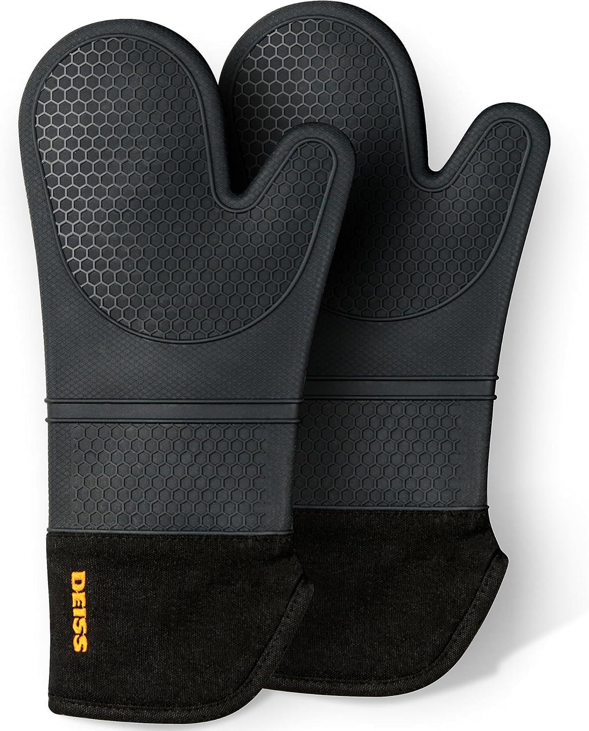 DEISS Deiss Pro 2-piece Heat and Stain Resistant Silicone Oven Mitts for Cooking