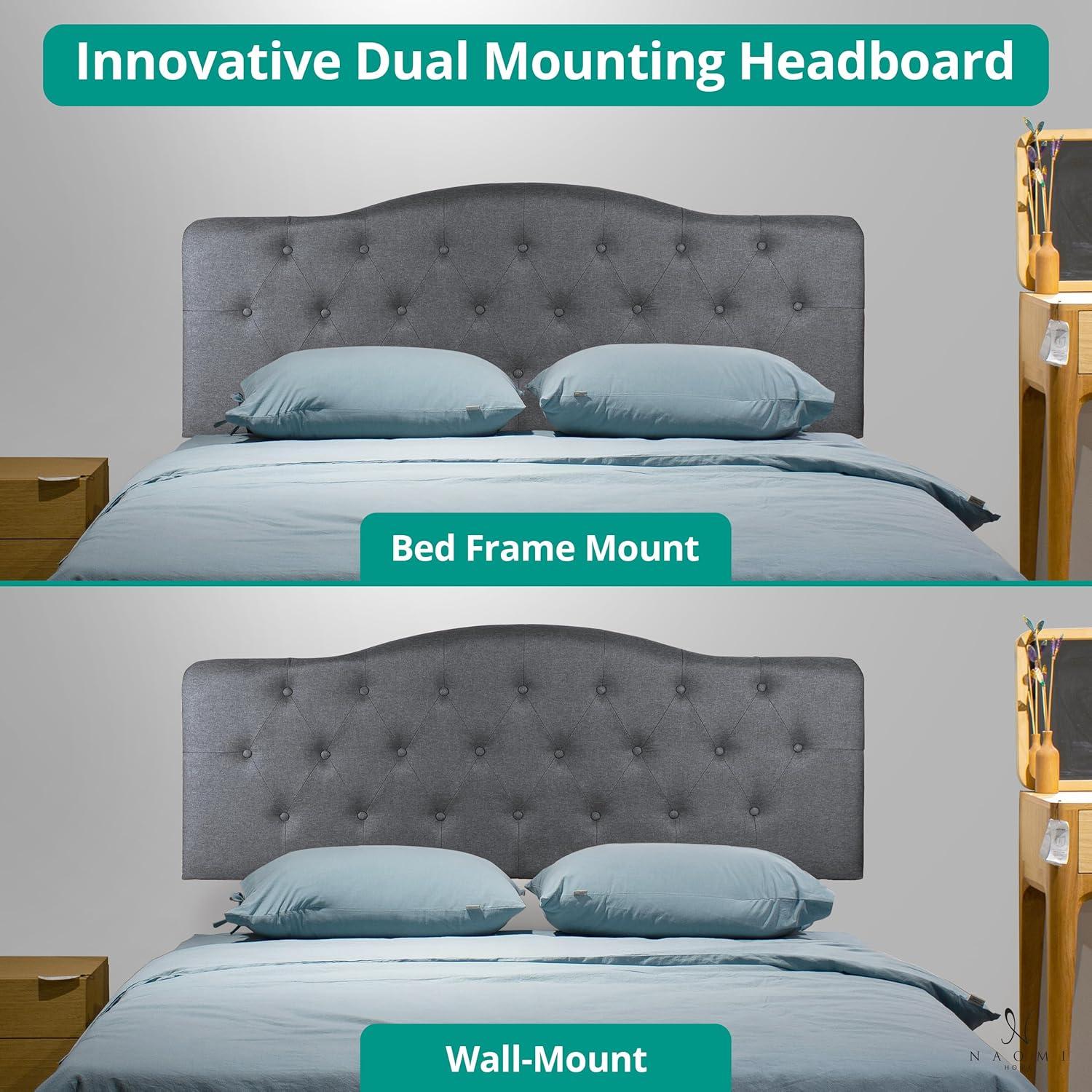 Jessenia Headboards for Full Size Bed, Upholstered Tufted Bed Headboard, 12 Adjustable Positions Full Headboard Only, Wall Mounted Headboard, Bed Backboard Linen Fabric Head Board - Light Gray