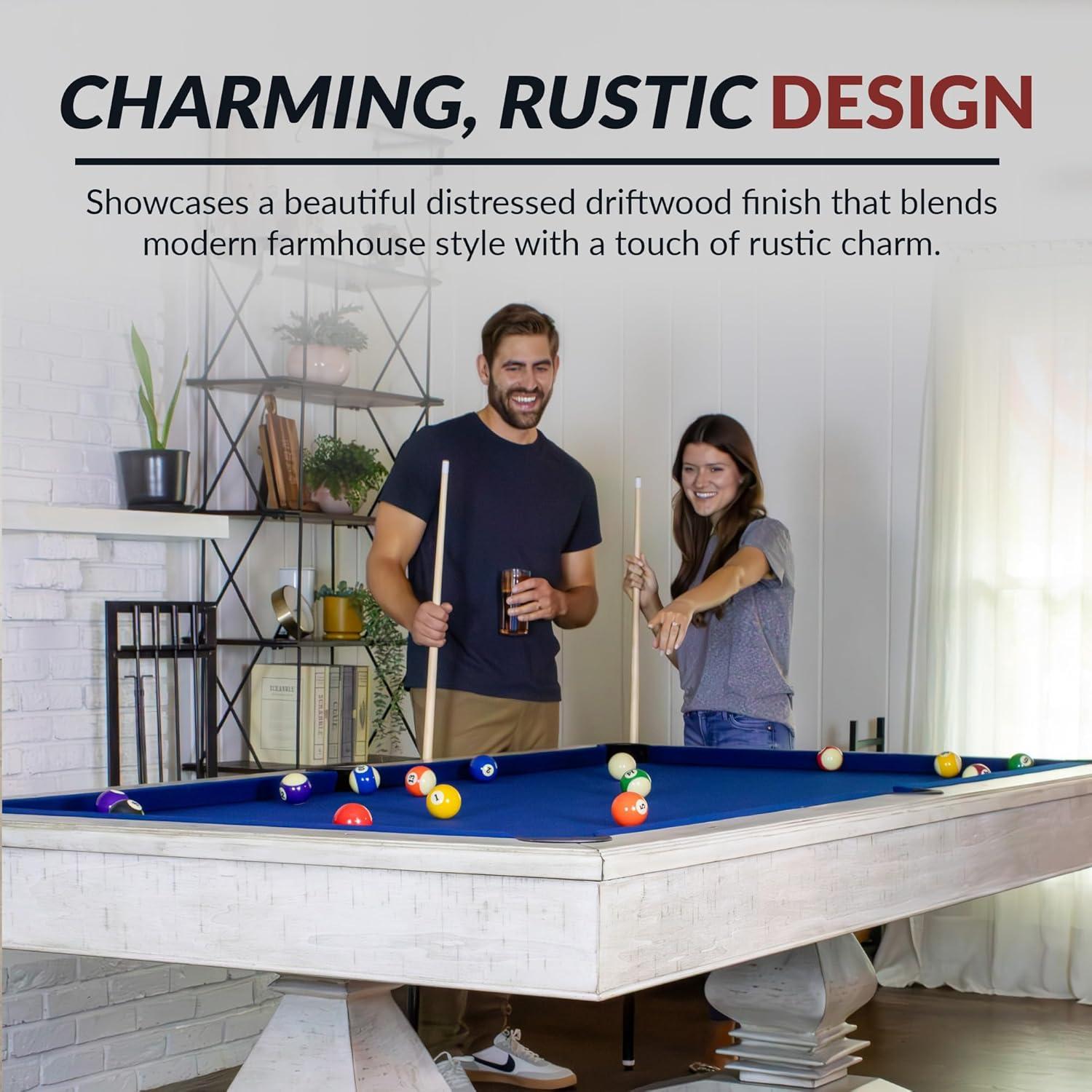 Hathaway Games Hathaway Montecito 8 Ft Furniture Pool Table – Includes Cue Sticks, Billiard Balls – Modern Design Perfect for Family, Home, Dining, or Living Room