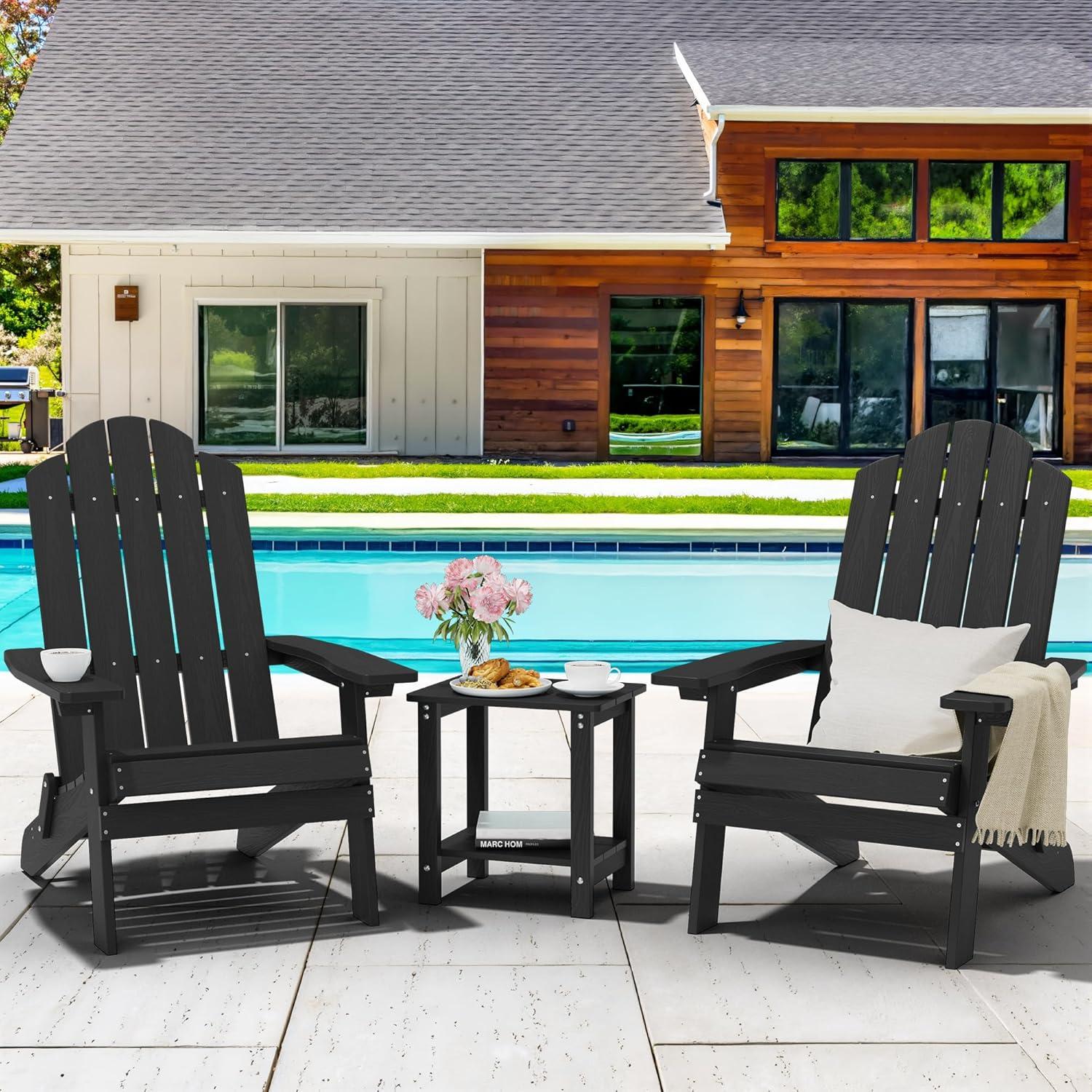 Highland Dunes Outdoor Plastic Folding Adirondack Chair For All Weather (Set Of 4) & Reviews | Wayfair