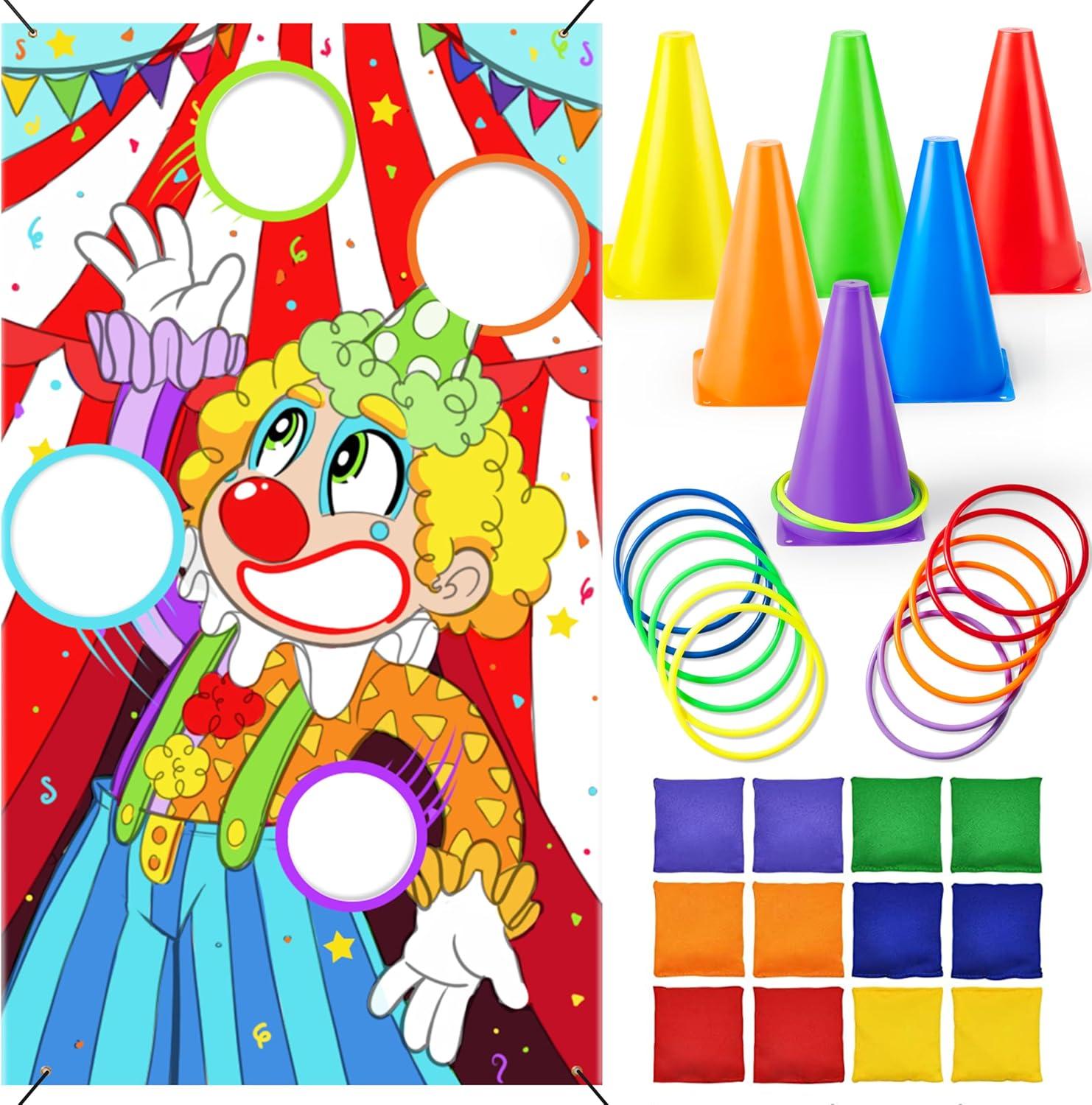 Joyfy 31 Pcs Carnival Game Set - Including Ring Toss Games, Bean Bags, and Cones for Kids Indoor Outdoor Play, Family Activities and Holiday Party