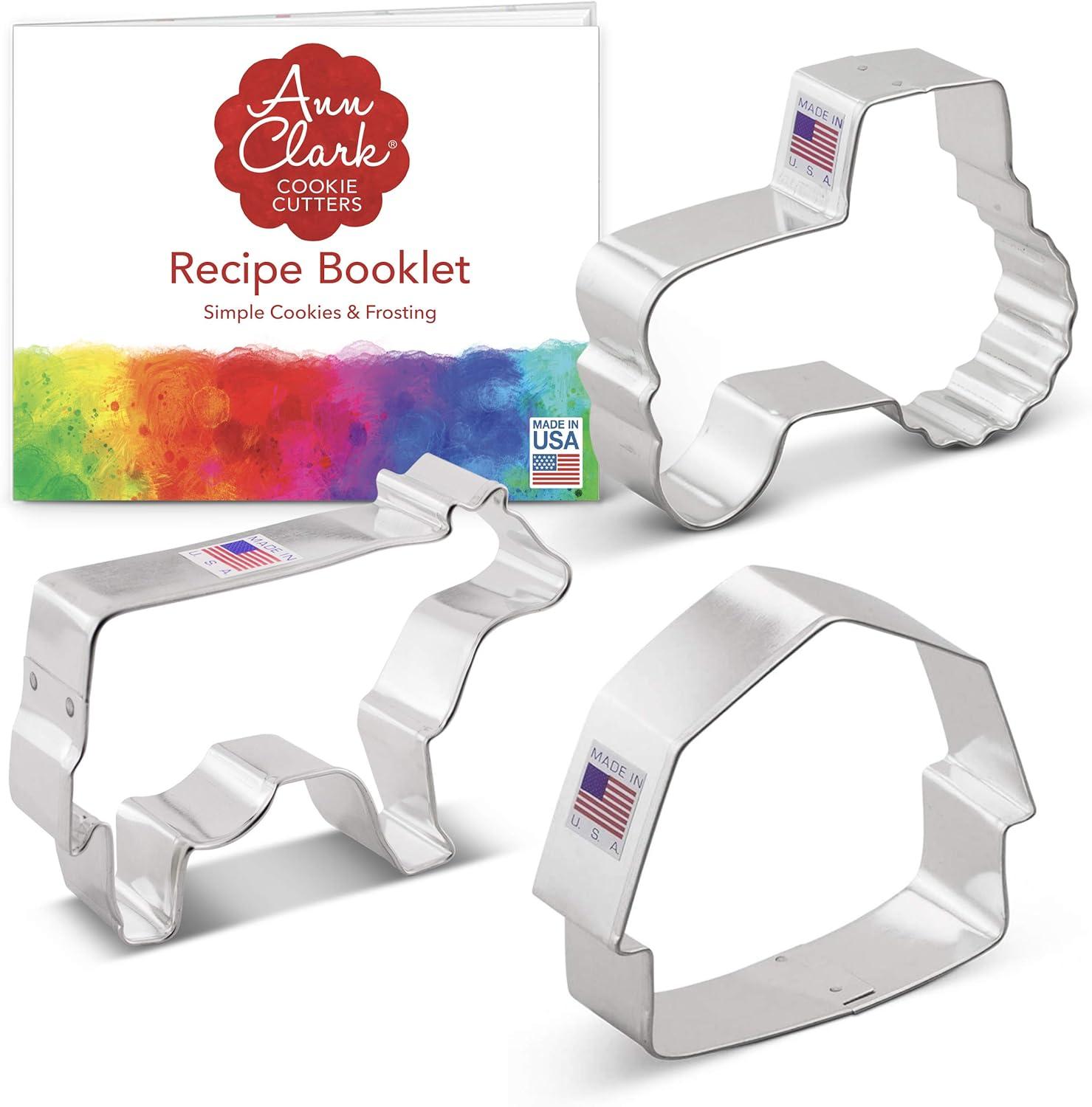 Ann Clark Country Farm Cookie Cutter Set, 3-Piece, Made in USA