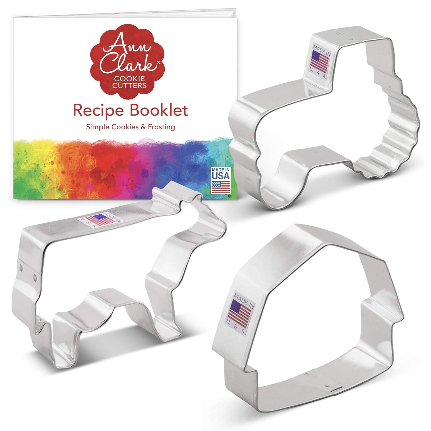 Ann Clark Country Farm Cookie Cutter Set, 3-Piece, Made in USA