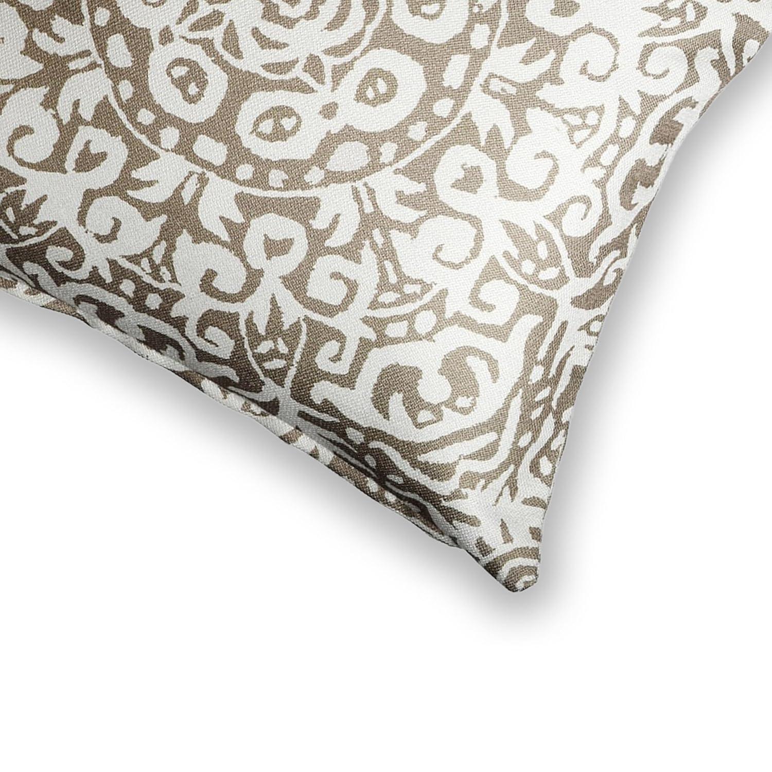 Fab Habitat Indoor/Outdoor Throw Pillow Made from Recycled Polyester Yarn - Double Sided, Stain Resistant, Machine Washable - Medallion - Patio, Deck, Porch, Living Room - Arley Khaki (20" x 20")