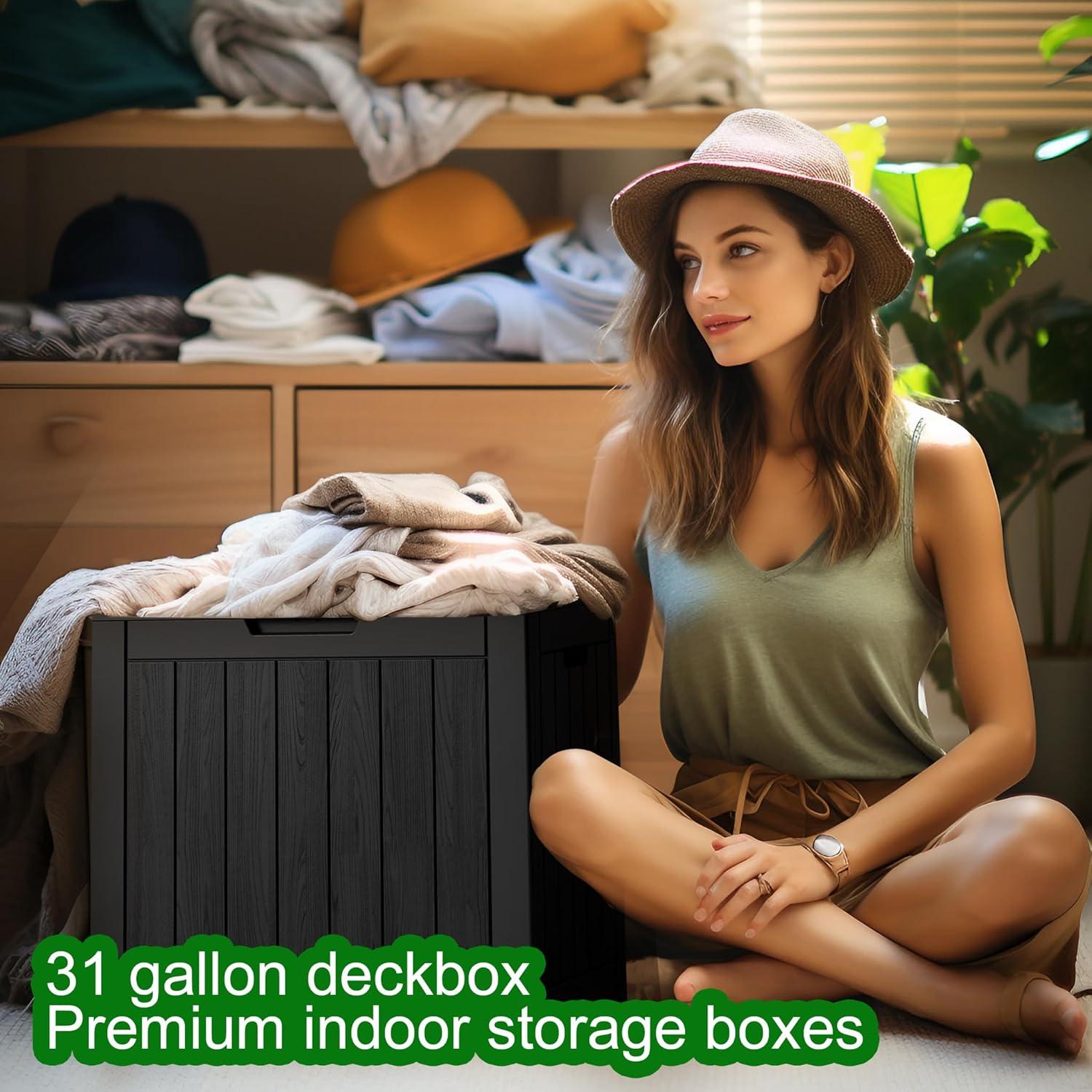 Olilawn 30 Gallons Outdoor Multipurpose Resin Deck Box, can be used indoors and outdoors, can be placed anywhere in the house, sturdy and durable storage artifact