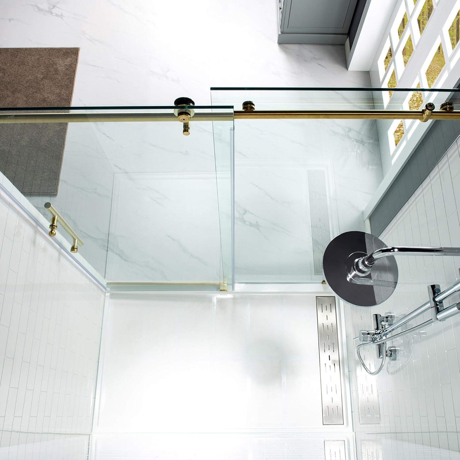 56"-60" W x 62" H Single Sliding Frameless Bathtub Door with 3/8"(10mm) Clear Tempered Glass