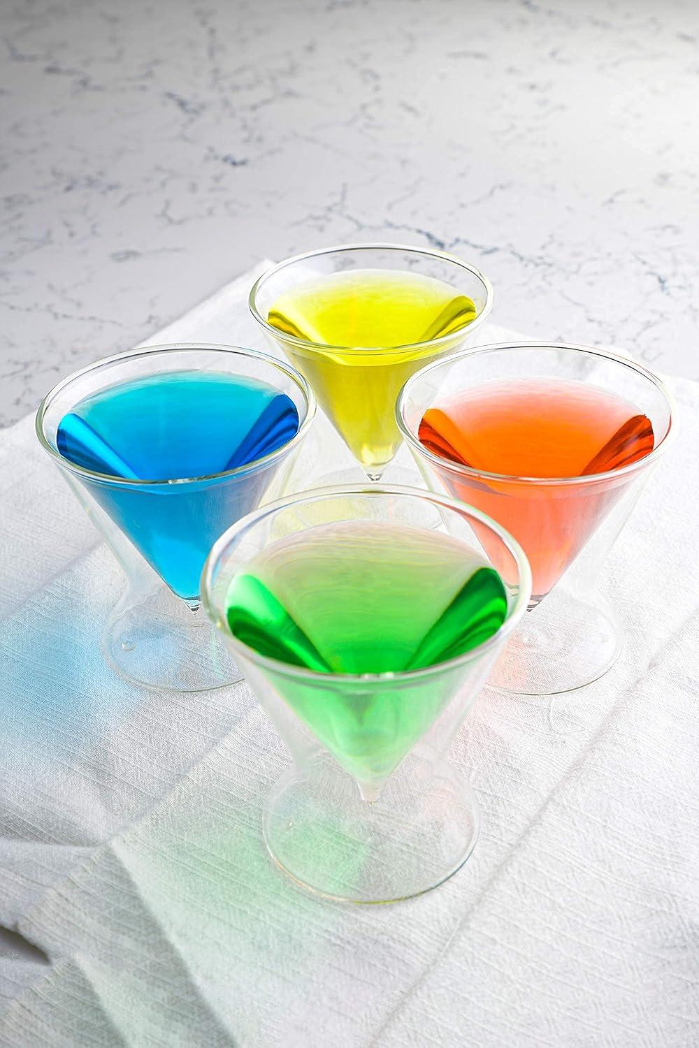 Double-Walled Stemless Martini Glasses 8oz (Set of 4)