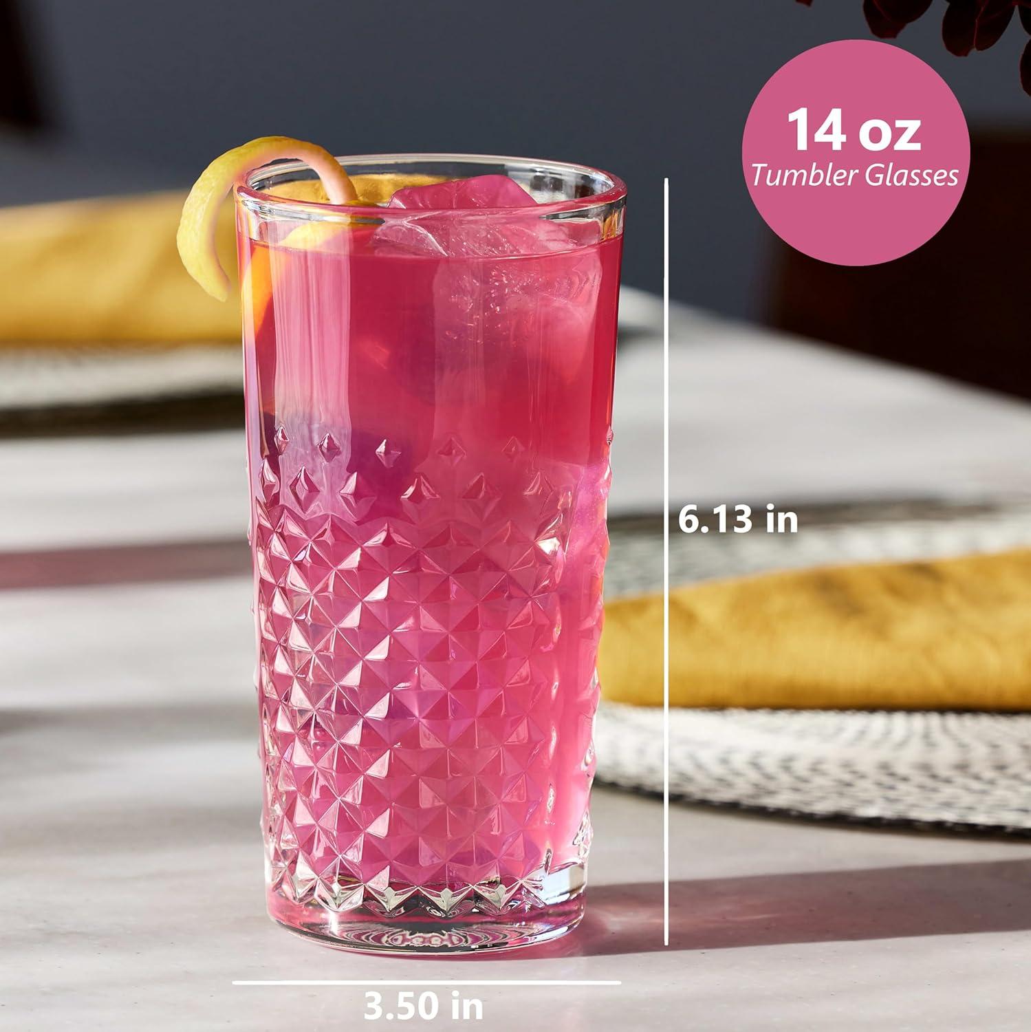 Libbey Carats 14-Ounce Faceted Tumbler Glass Set