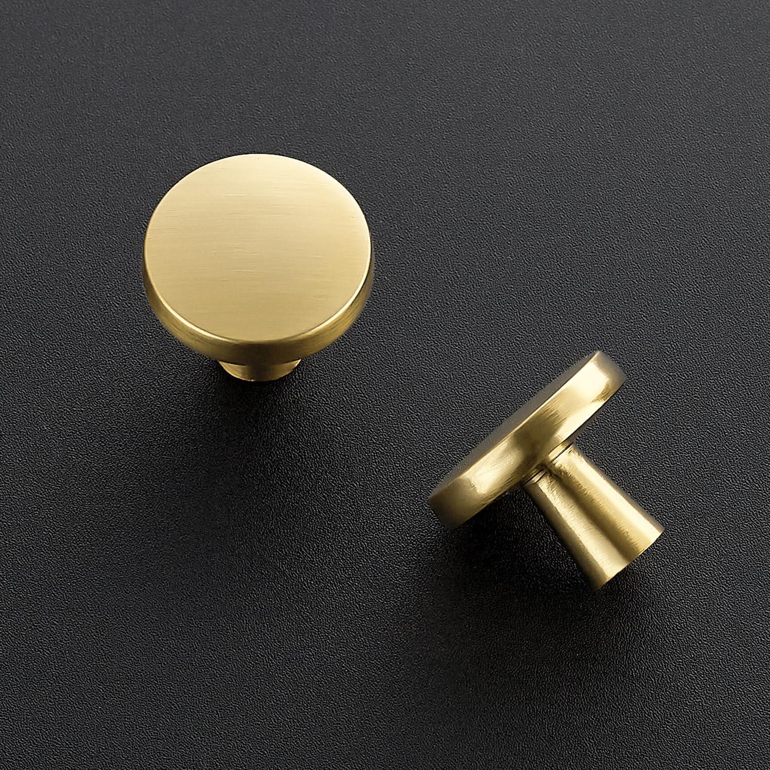 Brushed Brass Round Knurled Cabinet Knob Set